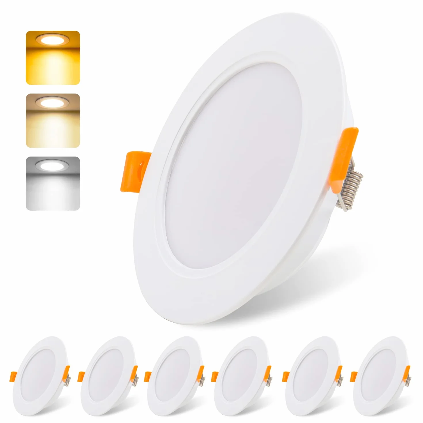 DA LIGHT Wbudowane reflektory LED 230V 9W zestaw 6 sztuk oświetlenie sufitowe IP54 3000/4000/6000K biały