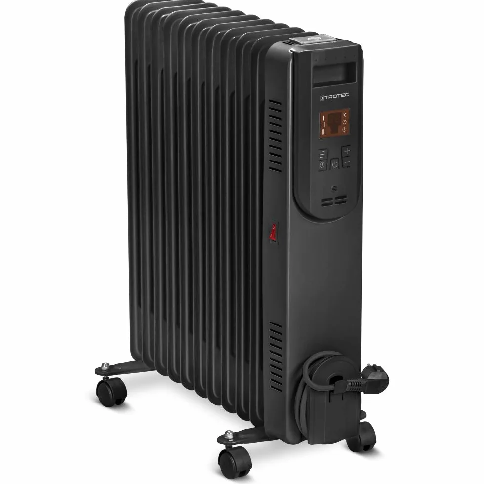 Elektryczny grzejnik olejowy TRH 25 E 2500 W 11 elementów 3 poziomy termostat cyfrowy timer 12H pilot zdalnego sterowania cichy mobilny 30 m² 75 m³
