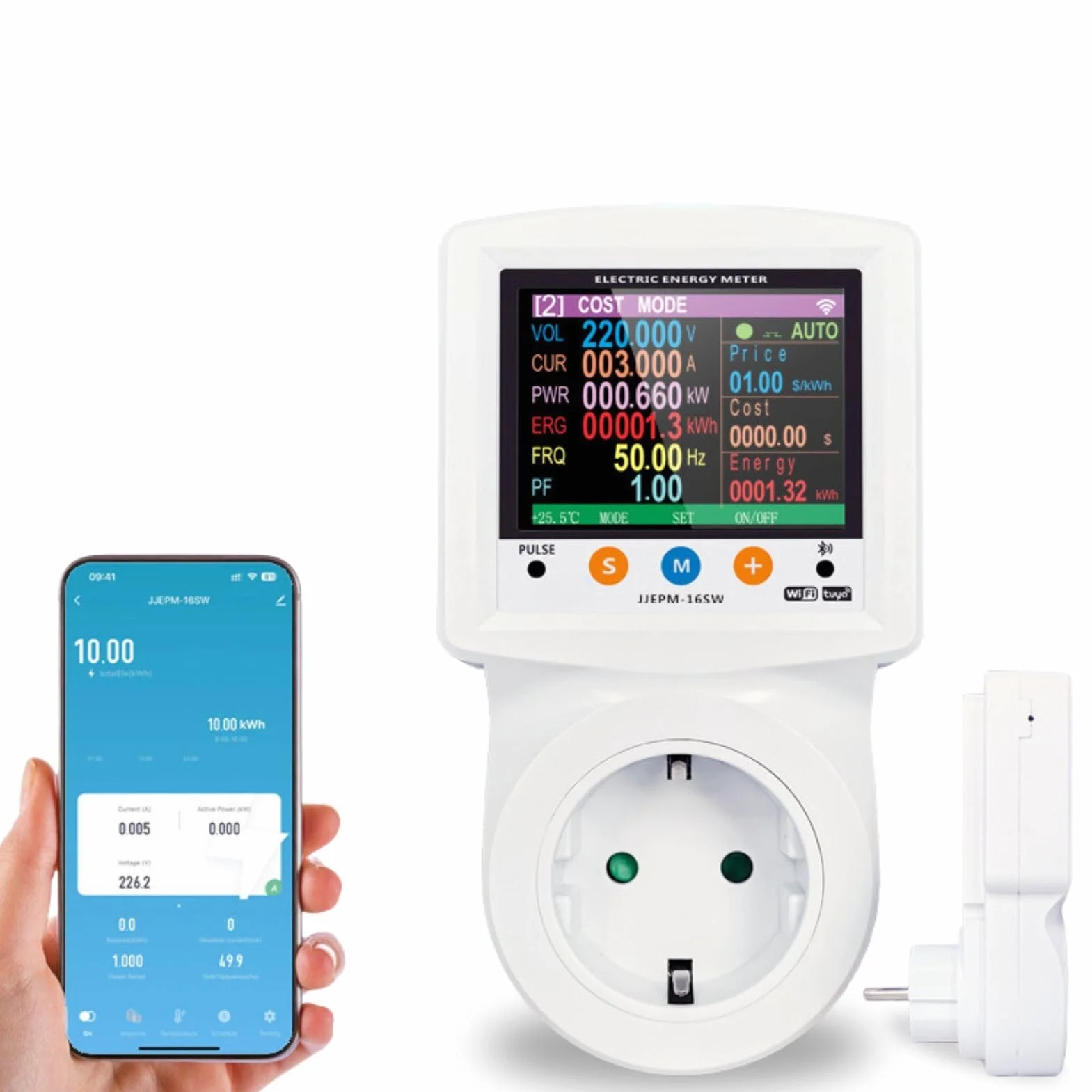 Inteligentne gniazdko WiFi licznik energii elektrycznej 16 A 230 V z ochroną przeciwprzepięciową