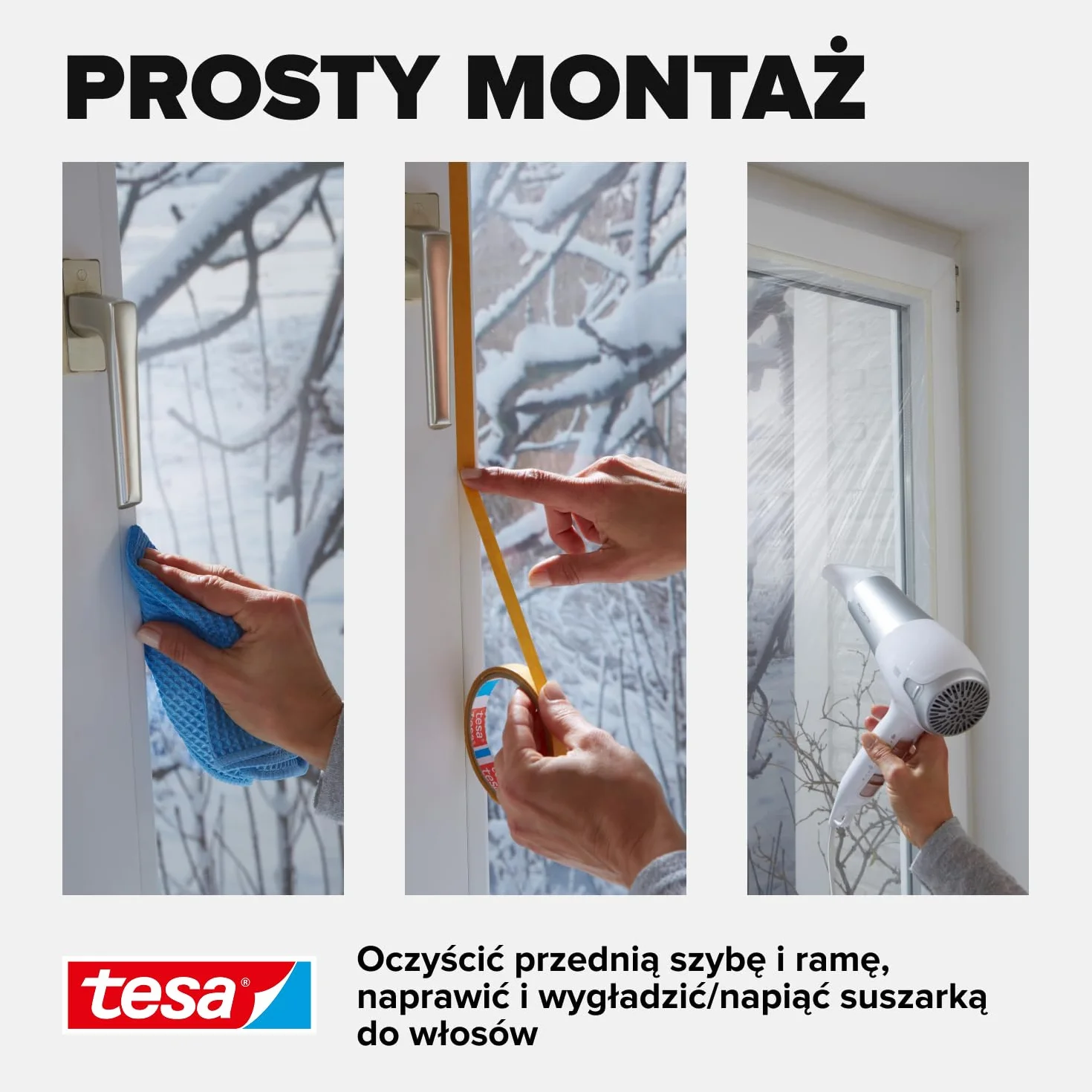 Tesamoll Thermo Cover folia izolacyjna do okien - przezroczysta folia do dodatkowej izolacji termicznej na okna - z praktycznym montażem na taśmę dwustronną - 5,0 m x 1,5 m