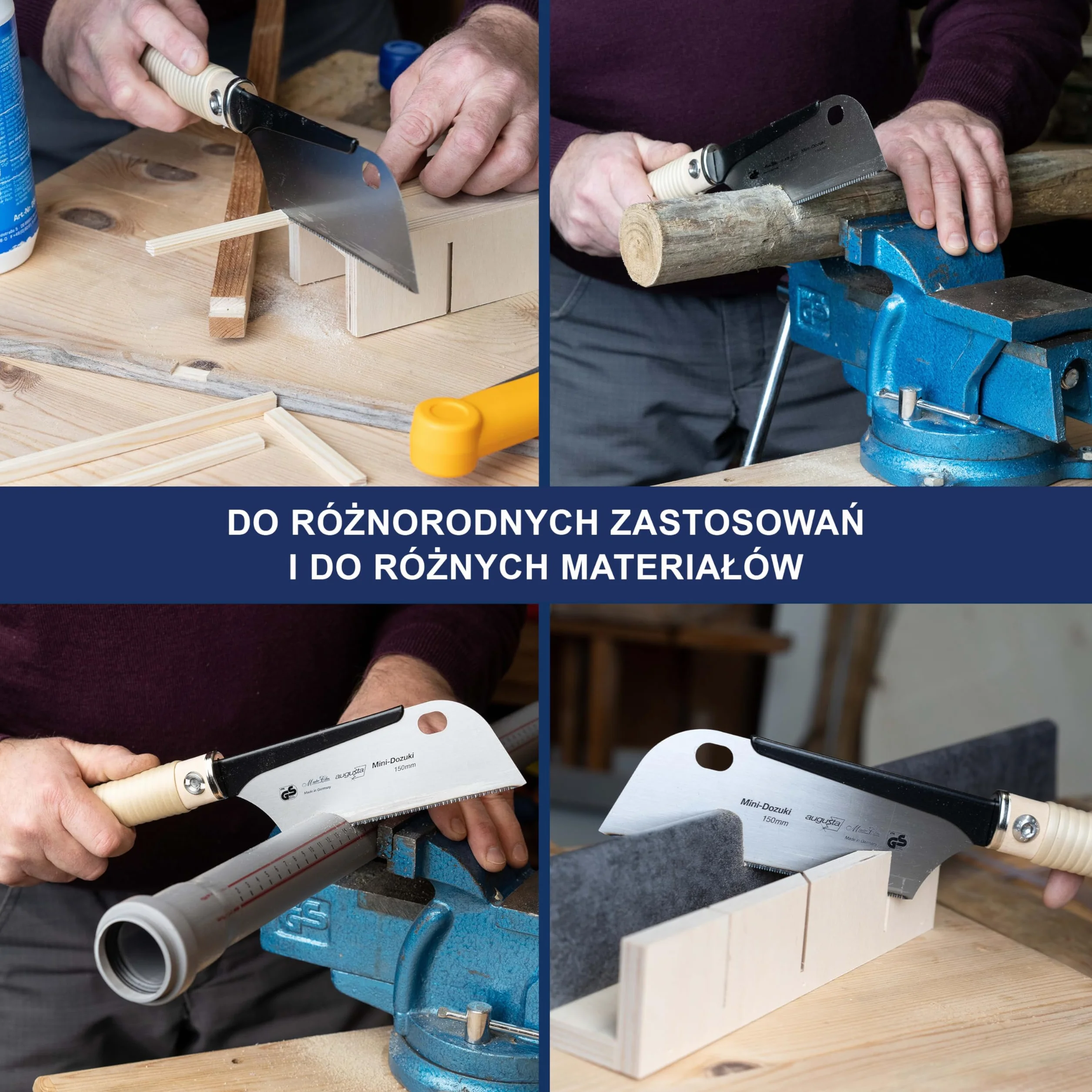 Augusta piła japońska Dozuki 240 mm stalowy grzbiet trójstronny szlif diamentowy precyzyjne cięcie drewna