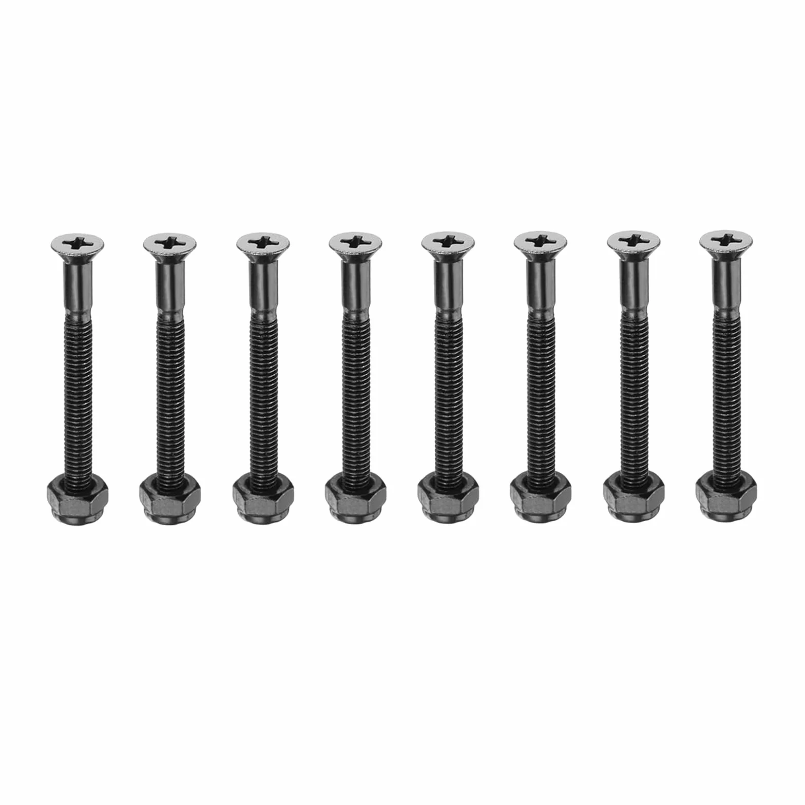 PATIKIL Sprzęt do deskorolki 1-1/4" / 31 mm, 8 szt. śrub i nakrętek ze stali węglowej do deskorolek, śruby i nakrętki z łbem krzyżowym do cruisera, czarne