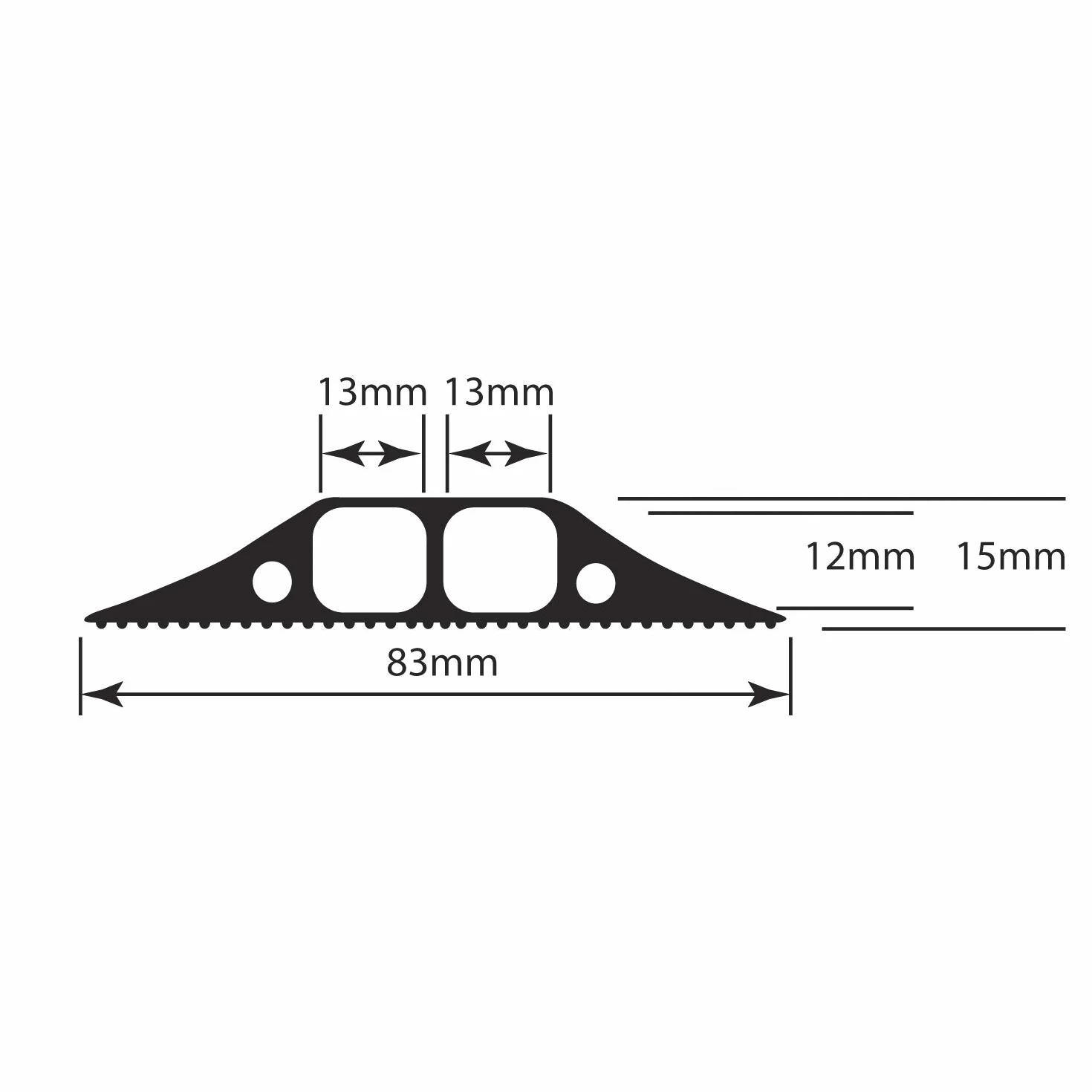 D-Line RFC83B/2C/9M średniej wytrzymałości łączona osłona kabla podłogowego 9 metrów 2 x wgłębienia na kabel 13 mm x 12