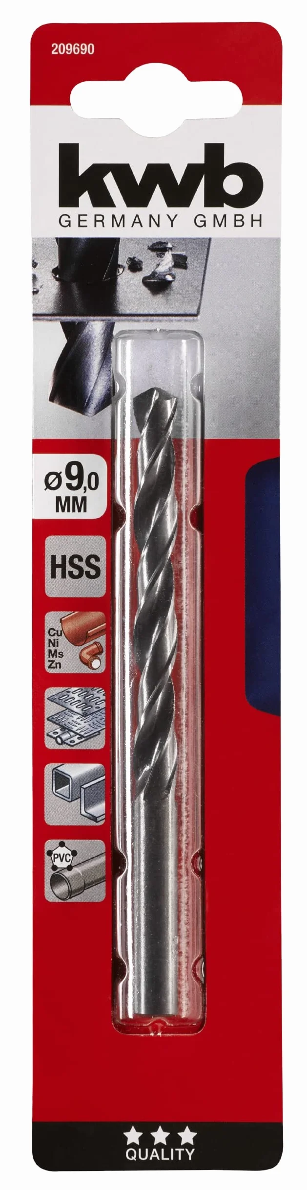 kwb Wiertło do metalu HSS Ø 9,0 mm DIN 338 walcowane