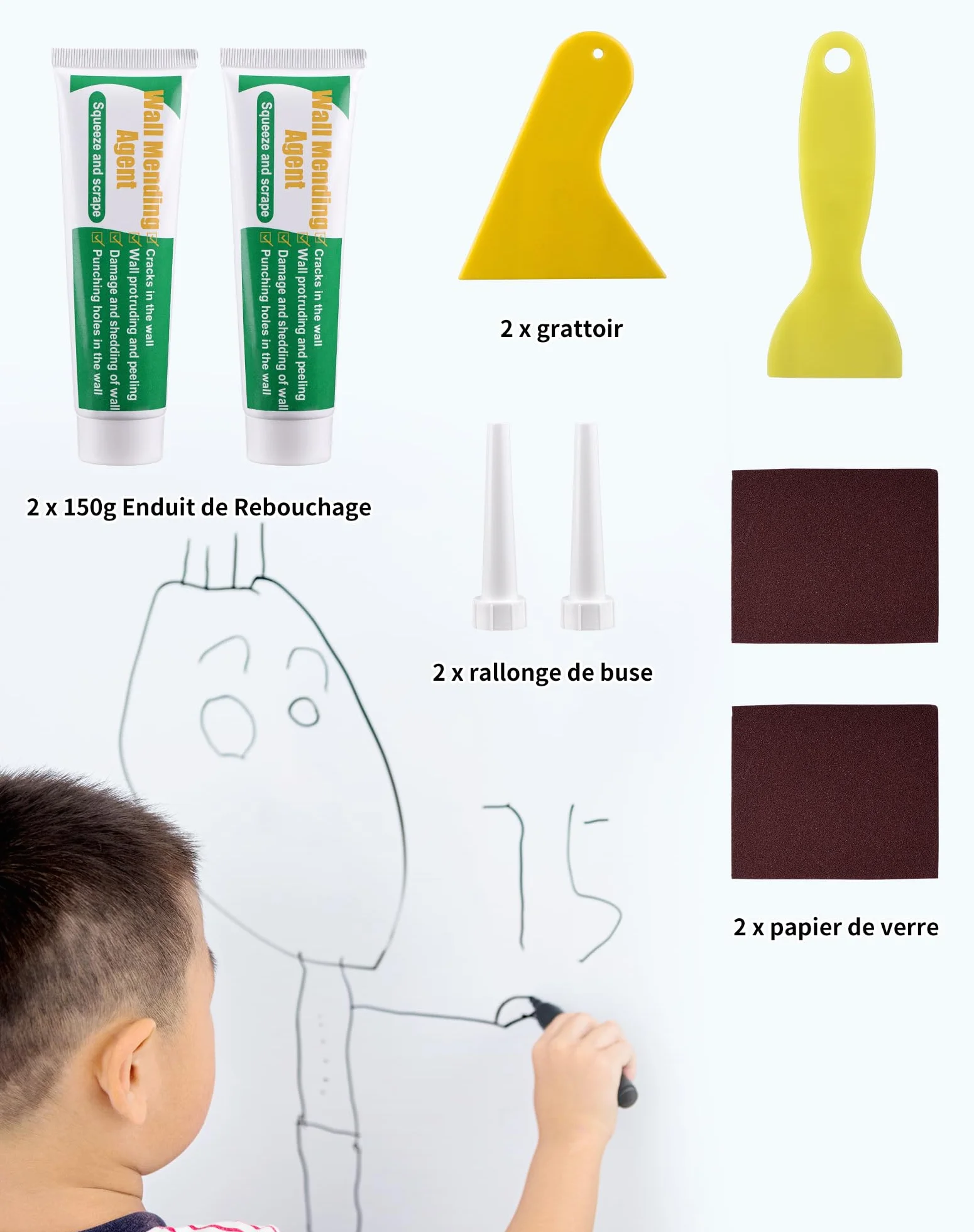 Kit ścienny biały 300g pasta uszczelniająca do naprawy ścian