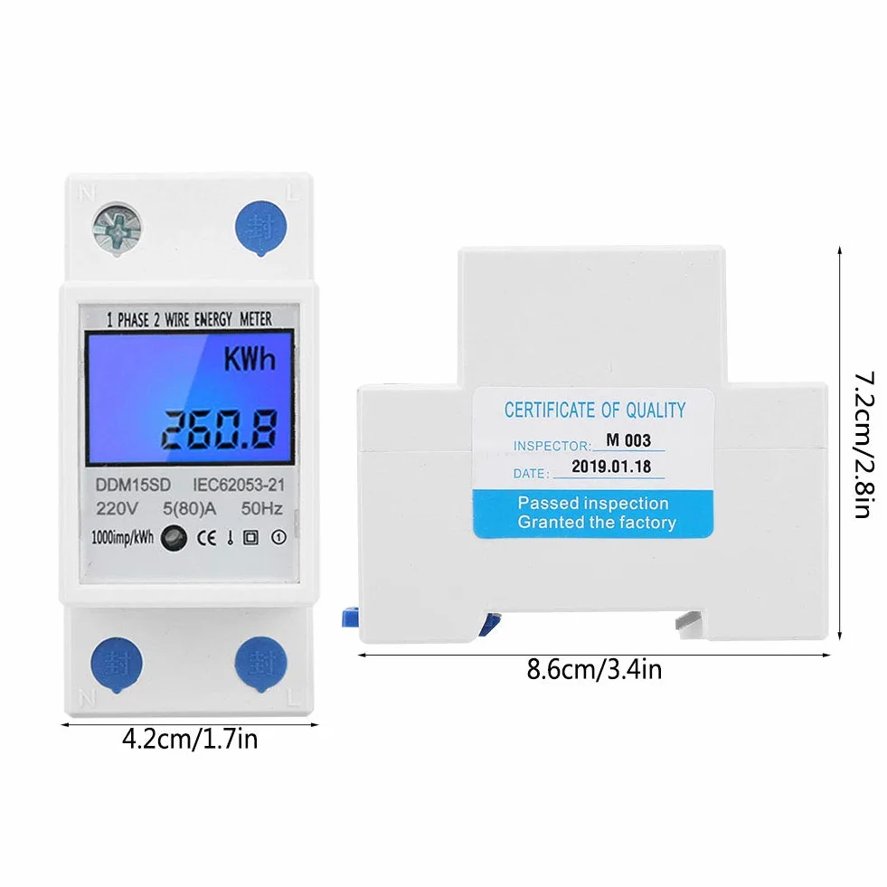 Elektroniczny licznik energii KWh 5-80A DDM15SD Cyfrowy wyświetlacz LCD Jednofazowy