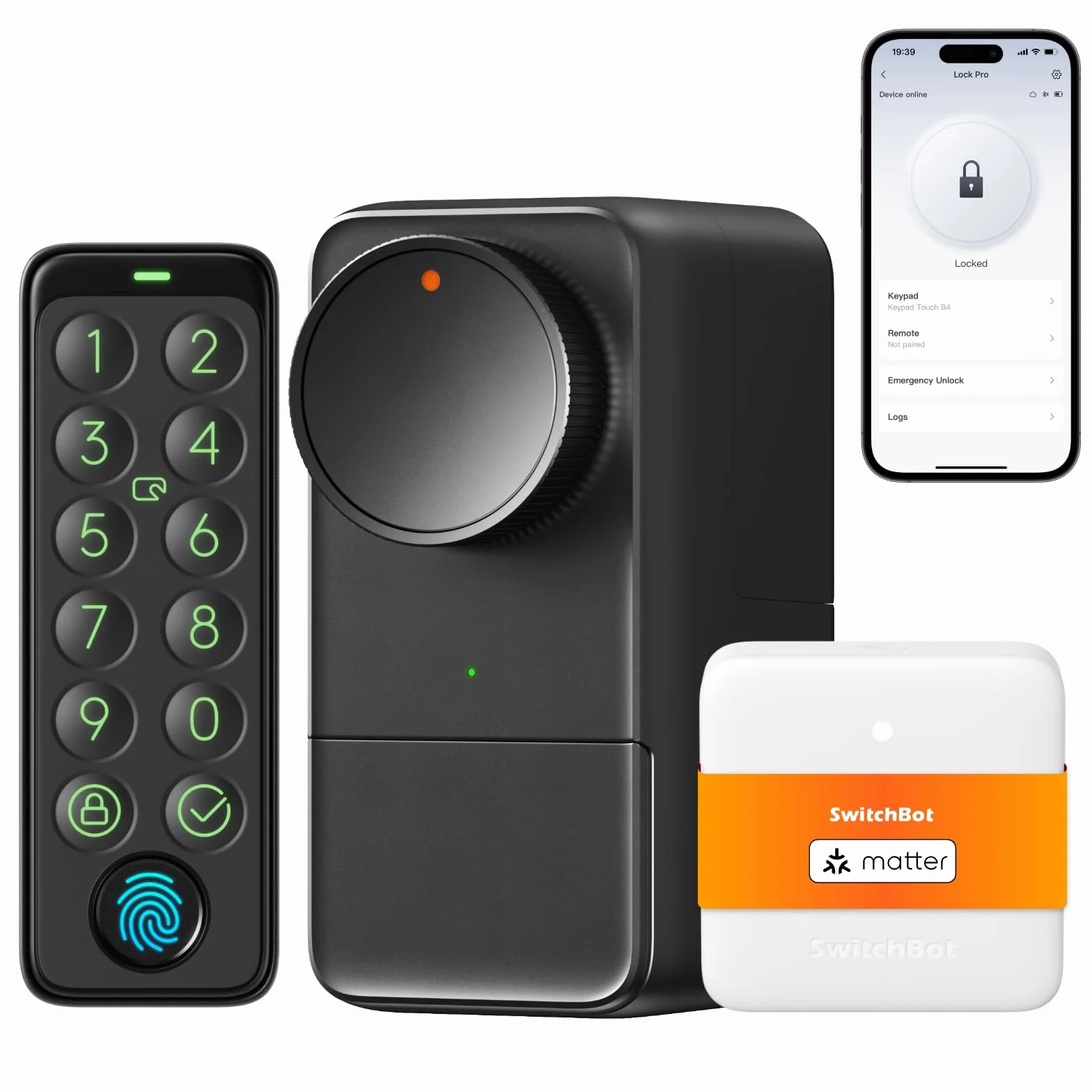 SwitchBot WiFi Smart Lock Pro z klawiaturą dotykową, zamek do drzwi z odciskiem palca, IP65