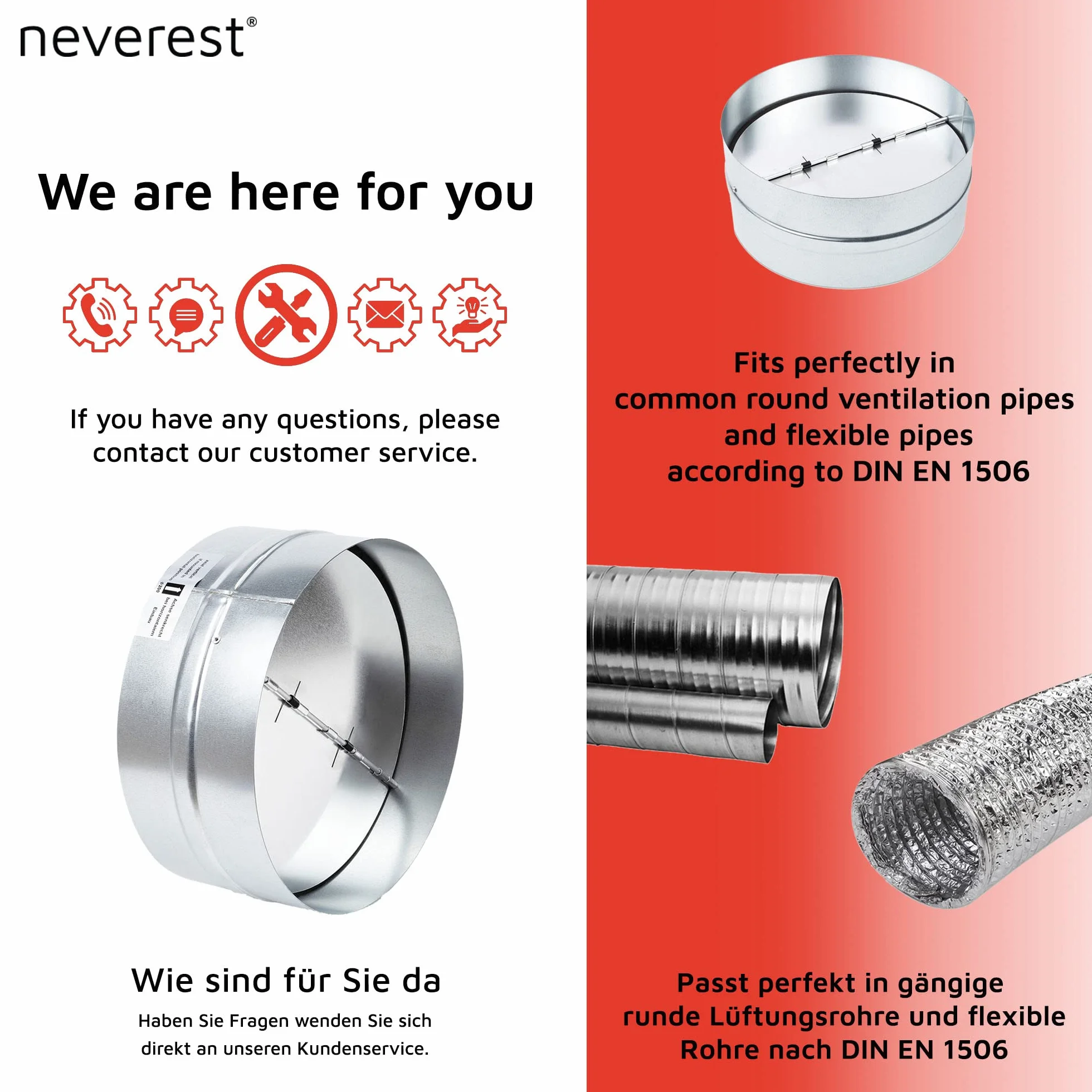 Neverest RK 150 mm Kanał łączący przepustnicę zwrotną HVAC