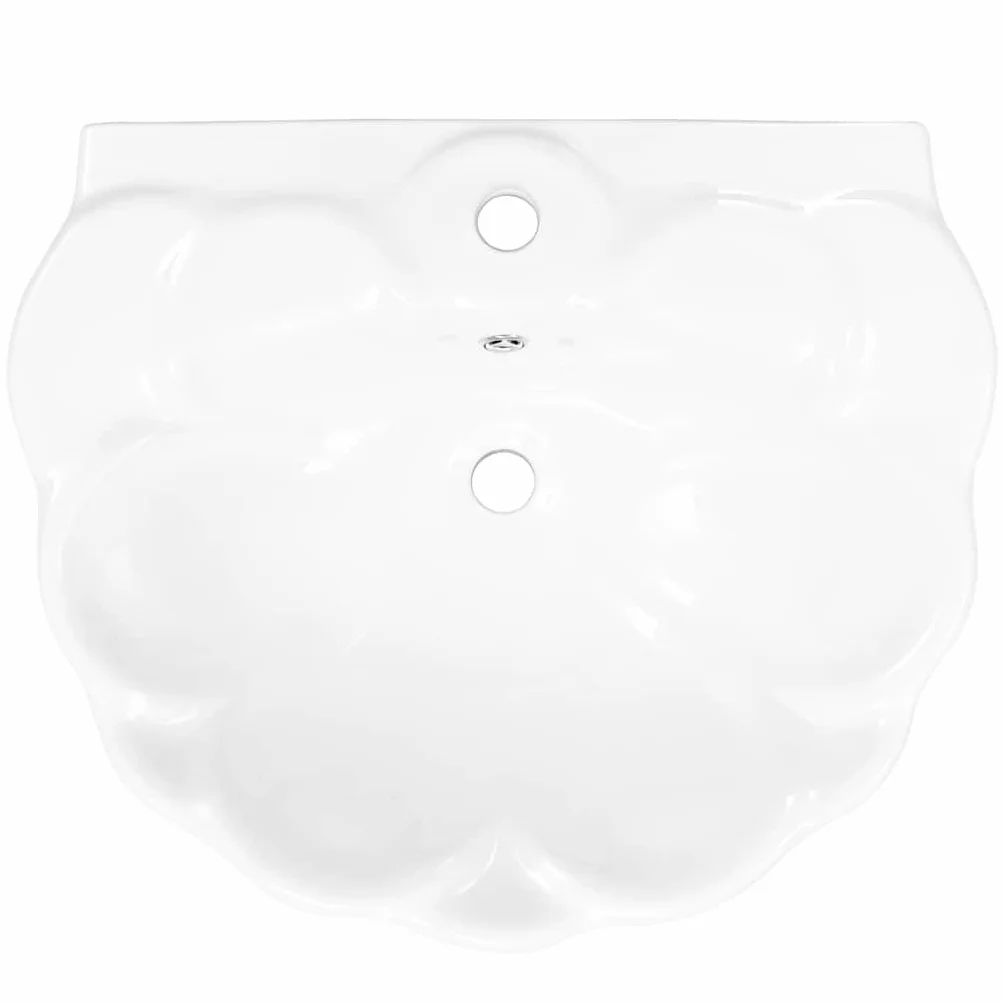 vidaXL Umywalka z postumentem, ceramiczna, biała, 580x510x200 mm