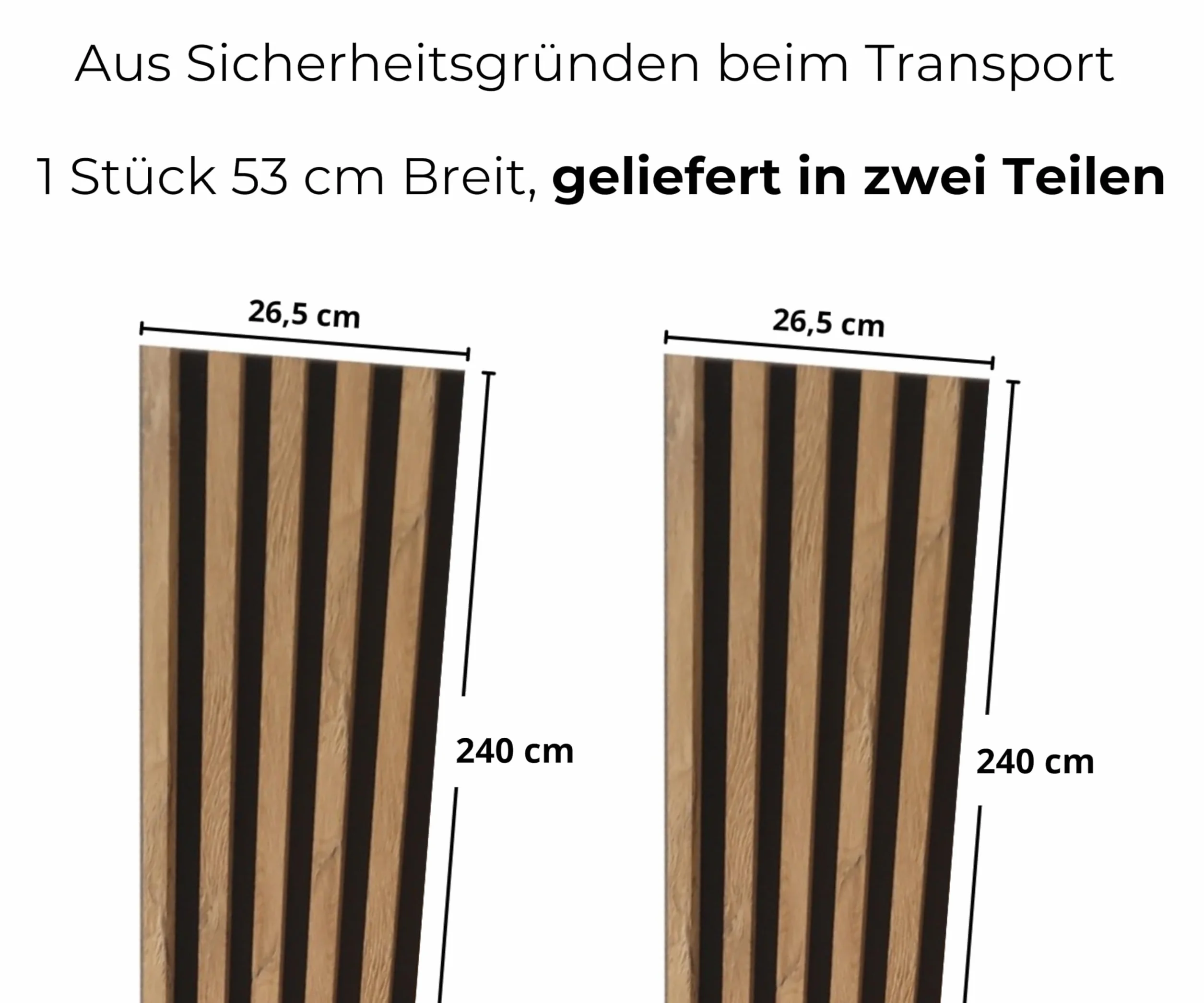 Panele Akustyczne Ścienne Dąb Stirling MDF Lamele 2x 26,5x240 cm Na Czarnej Płycie