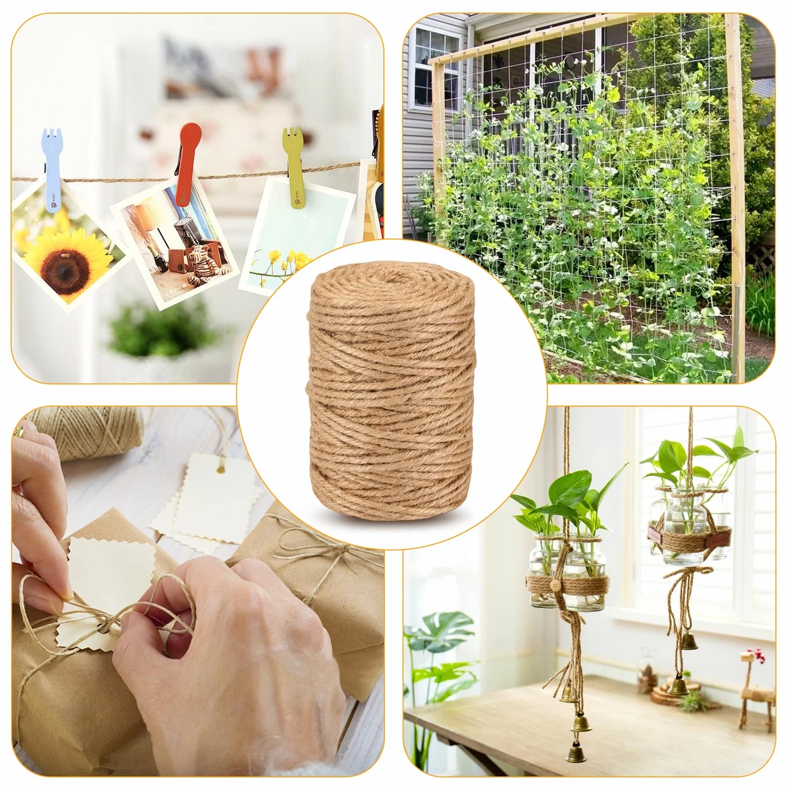 Sznurek jutowy naturalny 4 mm x 60 m, sizalowy konopny gruby do wiązania rzemiosła