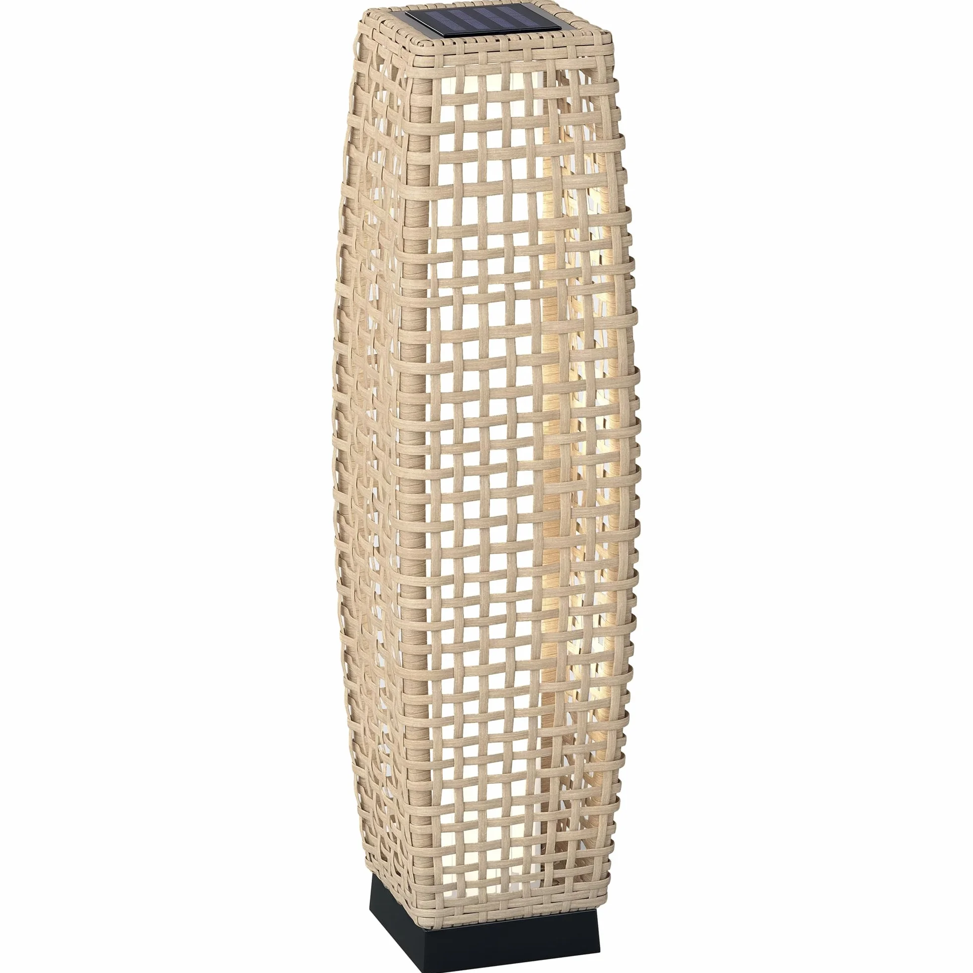 Outsunny Solar Stojąca Lampa Rattanowa z Czujnikiem Światła LED, Wodoodporna IP44, Styl Boho