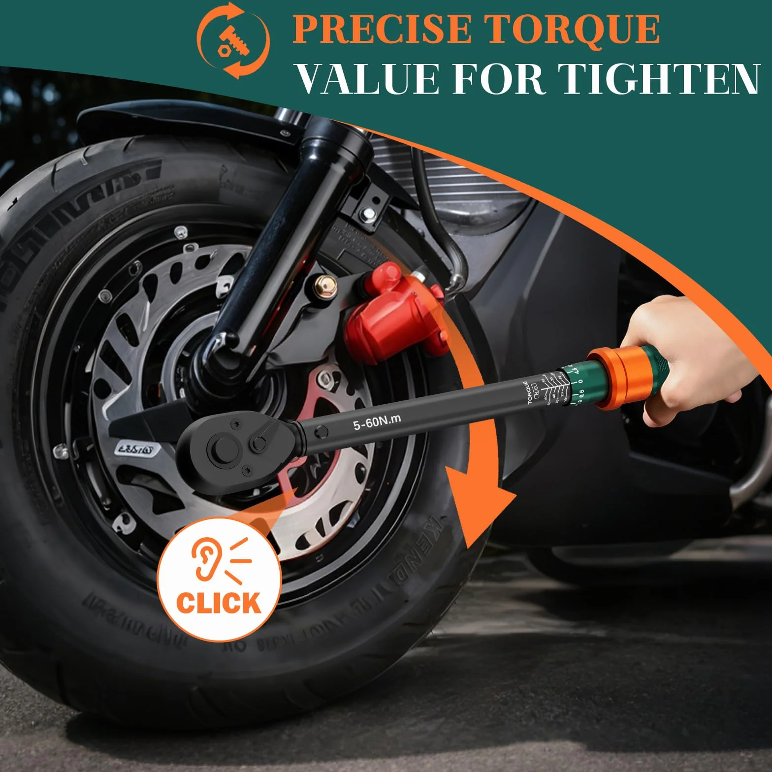 Klucz dynamometryczny 3/8" 5-60 Nm 72 zęby 10-częściowy zestaw z przedłużeniem 250 mm