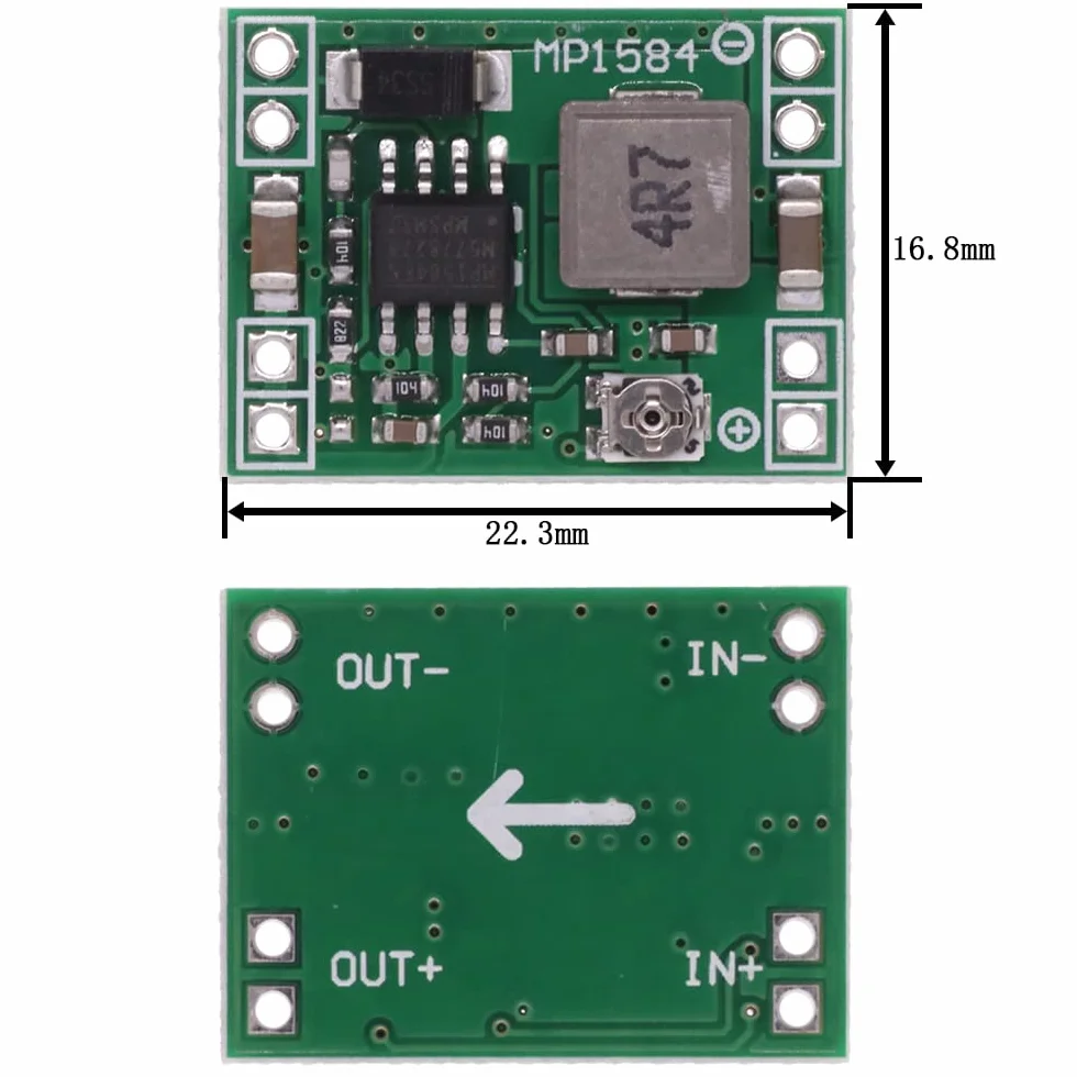 DollaTek MP1584EN DC-DC 3A Step-Down Adjustable Module Buck Converter 24V do 12V 9V 5V 3V