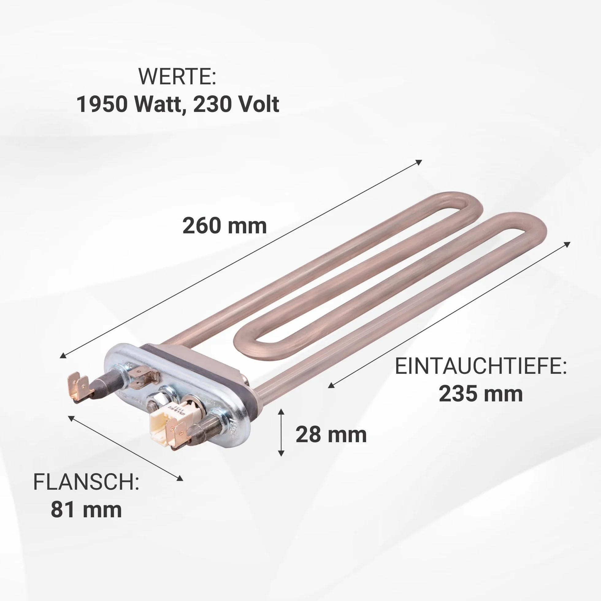 VIOKS Element grzejny 230 V 1950 W zamiennik do AEG 1327242416 3792301008 IRCA 6295134R – grzałka pralki z zabezpieczeniem termicznym i gumową uszczelką do pralki AEG Lavamat uva
