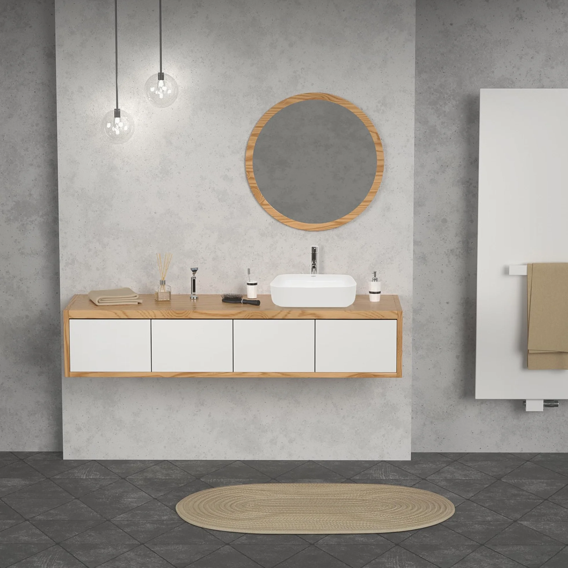 ECD Germany Design Umywalka Nablatowa Ceramiki Białej 505 X 395 X 135 Mm