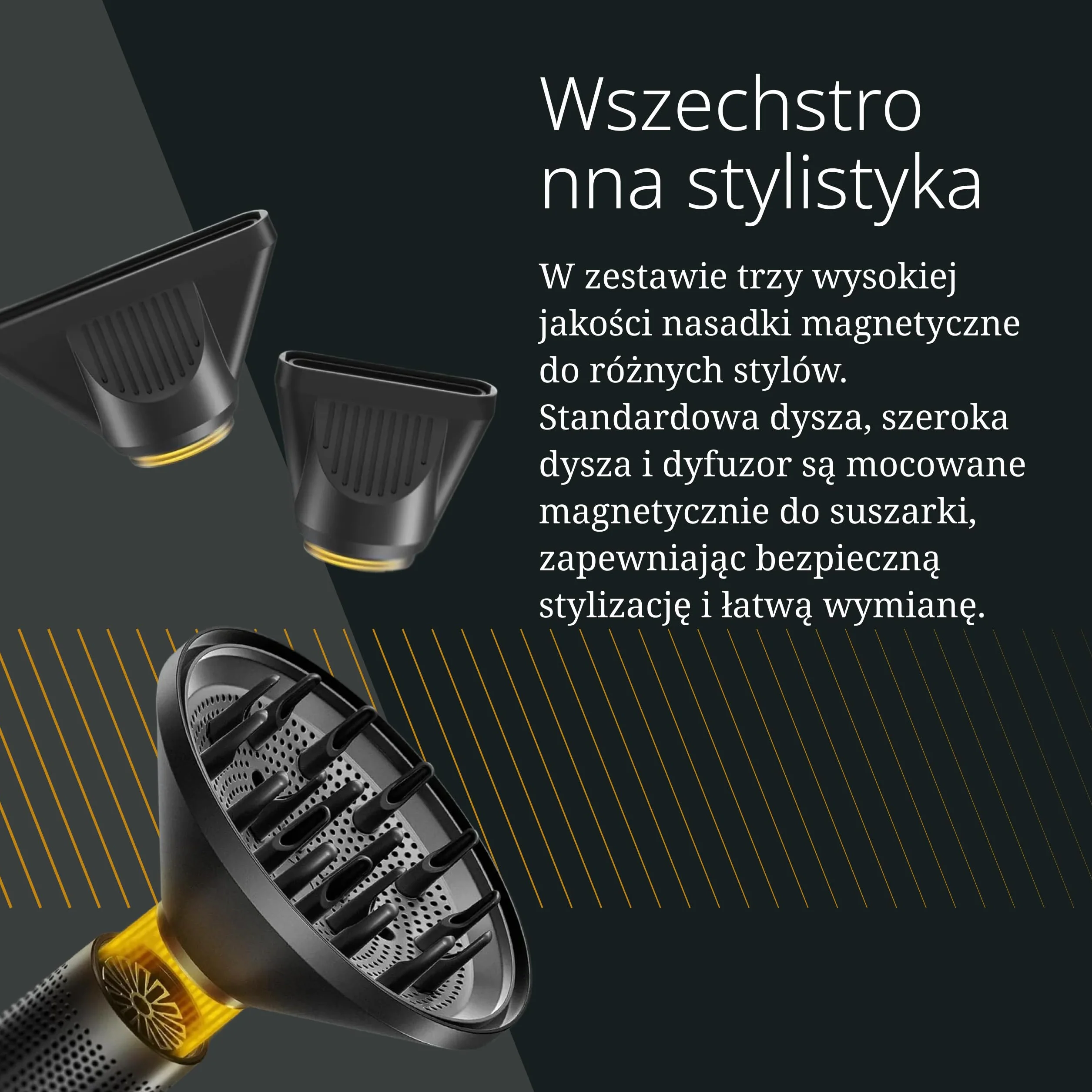 Wahl Vanquish - profesjonalna suszarka do włosów - szybkie suszenie - z magnetycznymi dyszami i dyfuzorem - Czarny