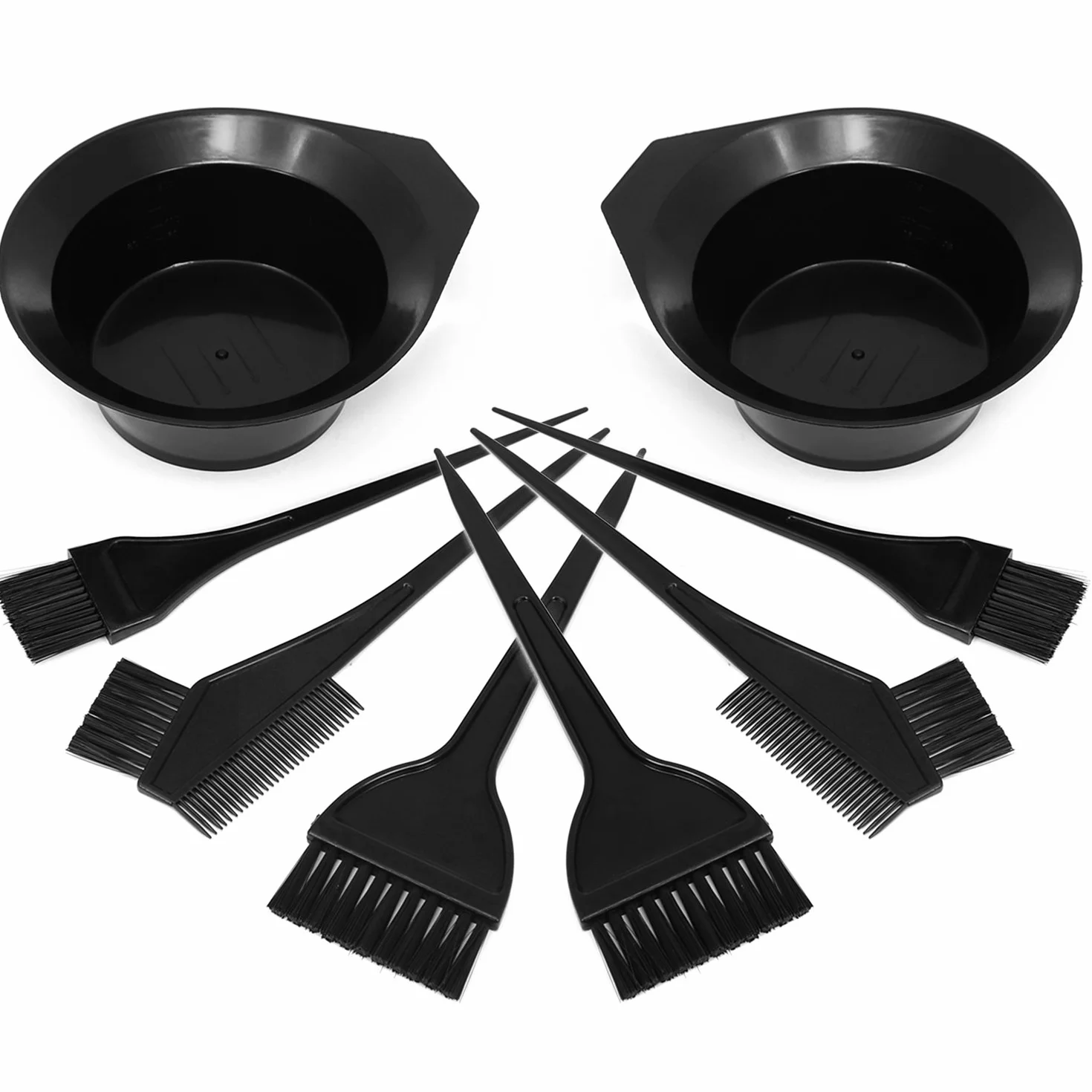 COM-FOUR® 8-czesciowy zestaw do koloryzacji wlosów z róznymi pedzlami i czarna miseczka koloryzujaca, zestaw do mieszania srodków koloryzujacych do wlosów (Zestaw do farbowania wlosów - 08 sztuk)