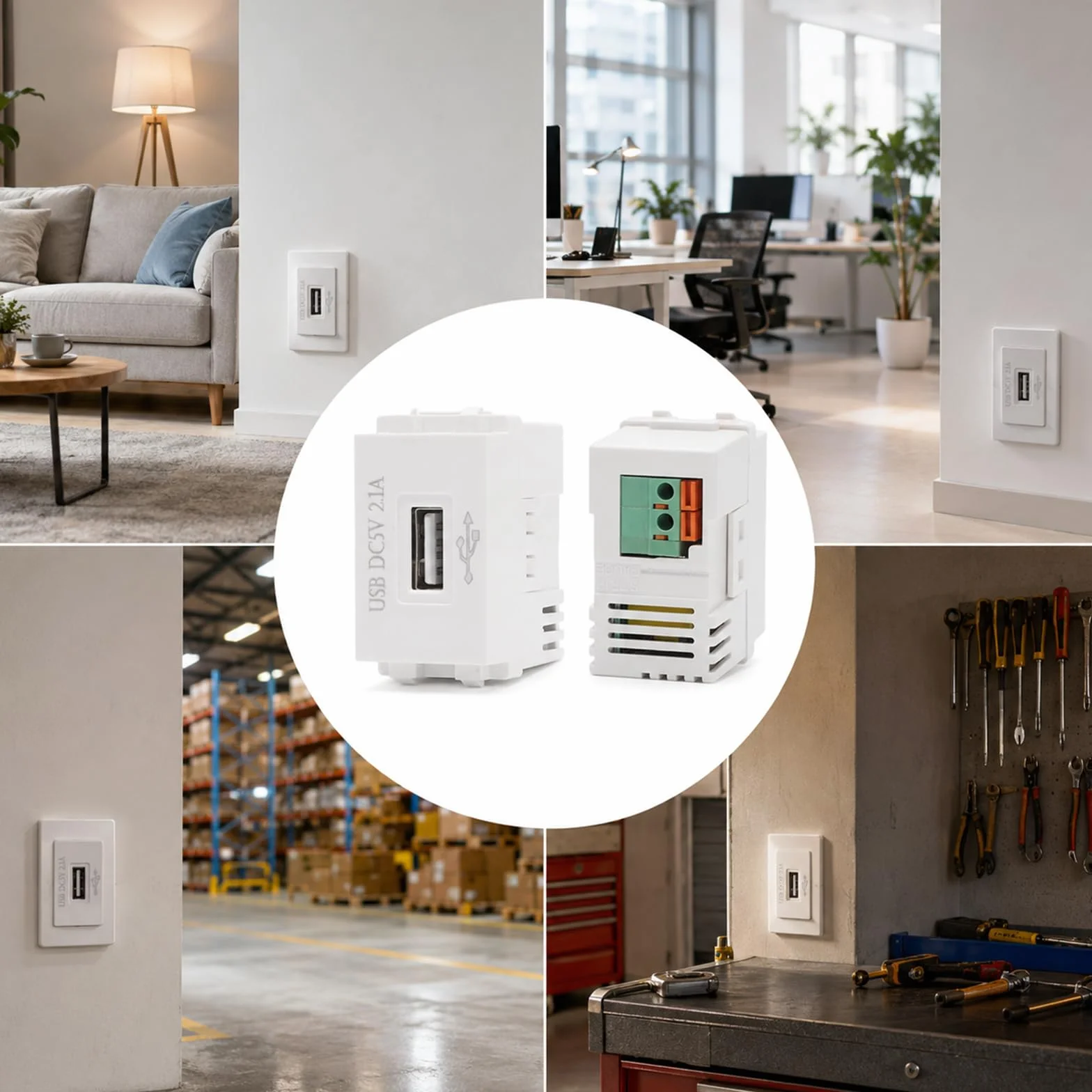 Adapter przełączający USB 220 V 5 V 2,1 A do telefonów i urządzeń USB (3)