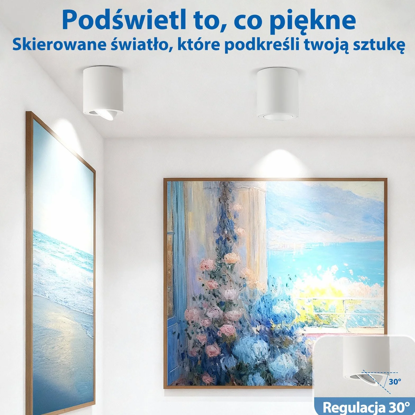 6 Sztuk Natynkowe Reflektory LED GU10, Obrotowe Punkty Świetlne Sufitowe Biały Aluminium, Oświetlenie Łazienka Kuchnia Przedpokój Salon, Plafon Reflektor Stropowy (Bez Żarówki)