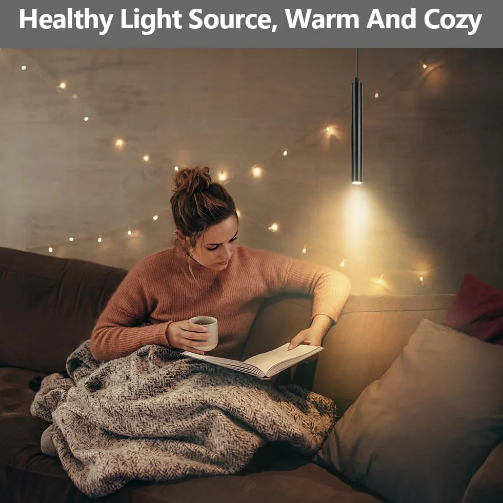 HOTUT Cylinder LED Lampa Wisząca Aluminiowa Regulowana Wysokość Do Salonu Jadalni Hotelu