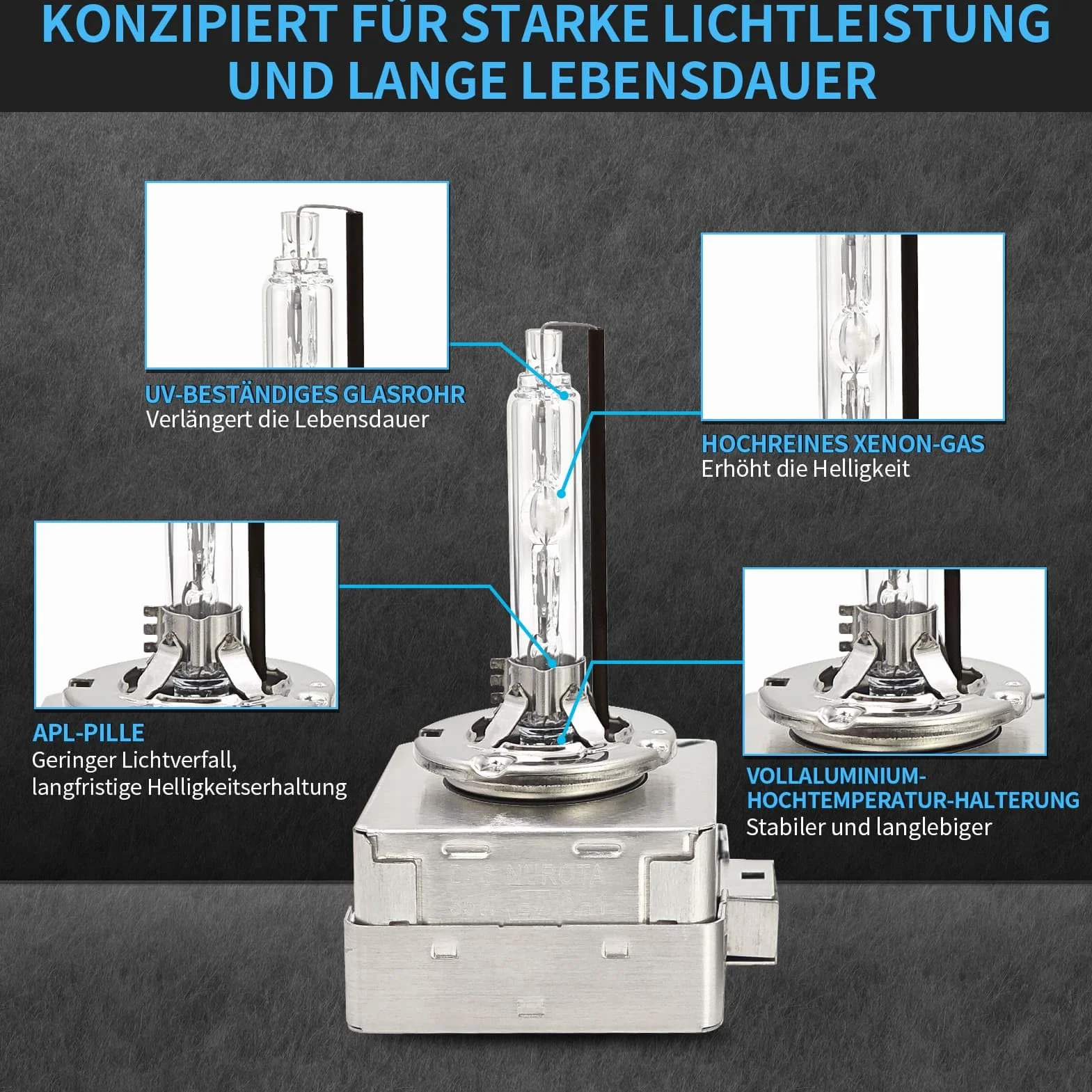Xenon Brenner D1S 35W 6500K Kaltweiß StVZO-Zugelassen OEM-Ersatz 2er