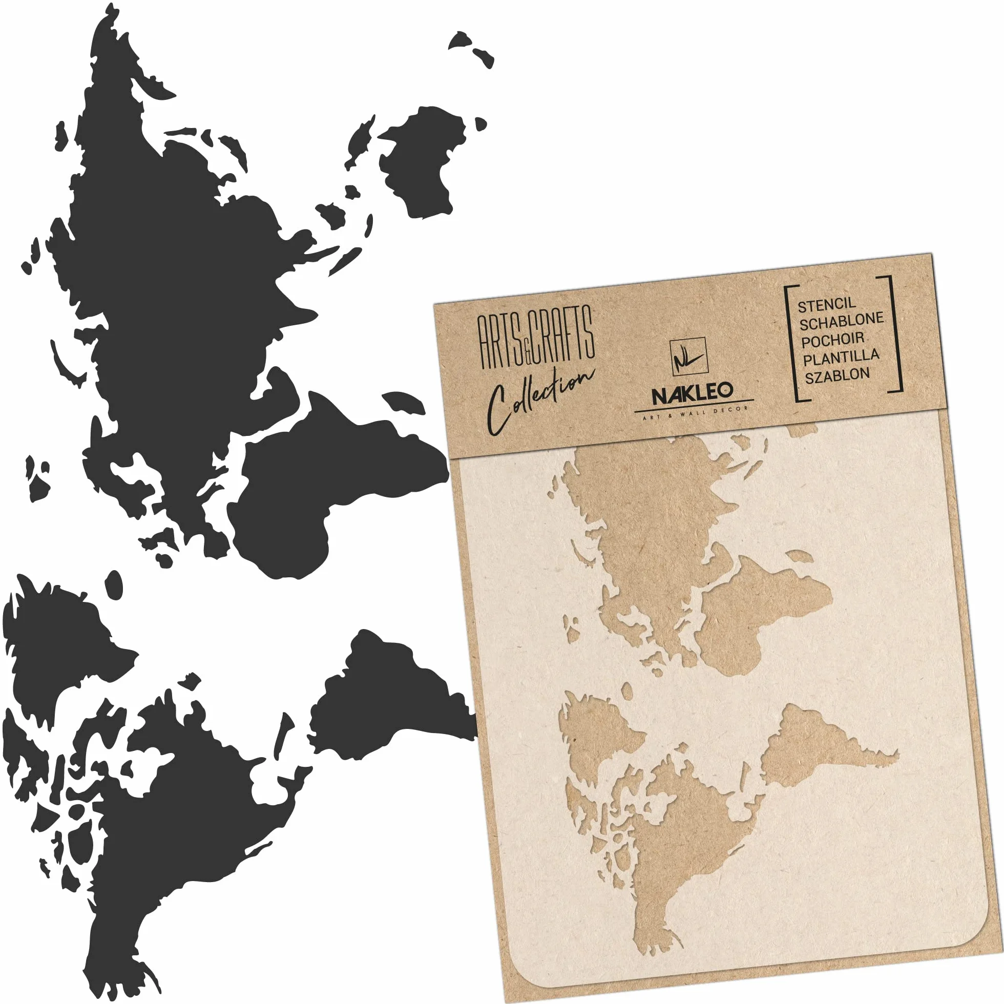 DIY Szablon malarski wielokrotnego użytku Mapa Świata A4 A3 A5 do scrapbookingu decoupage