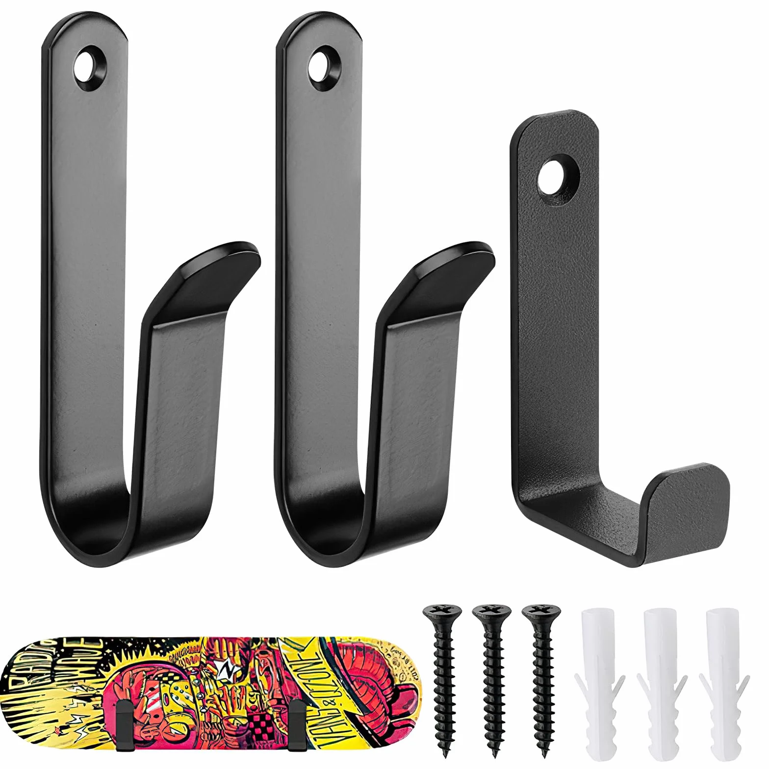2 x poziome uchwyty na deskę snowboardową na deskorolkę deskę snowboardową do deskorolki longboardu do przechowywania desek snowboardowych + 1 hak do wkręcania