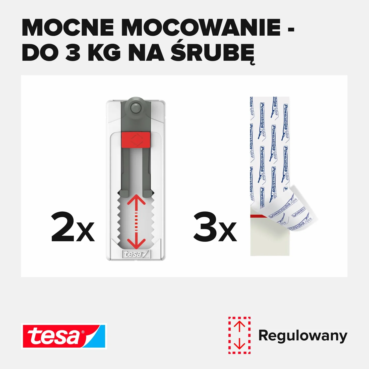 Regulowane śruby samoprzylepne tesa do płytek i metalu 3 kg