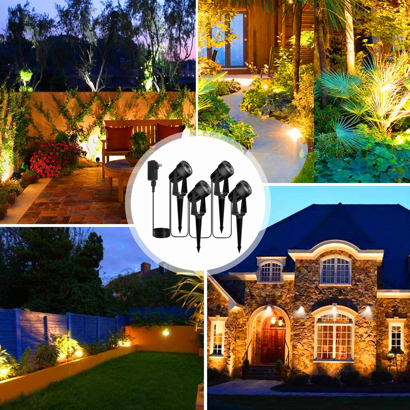 Svater Zewnętrzna lampa punktowa LED 4 x 2W, oświetlenie ogrodowe 14 m, reflektor LED na taras i patio, lampa zewnętrzna, reflektor punktowy 3000 K, do roślin, ścieżki, z uchwytem na lampę