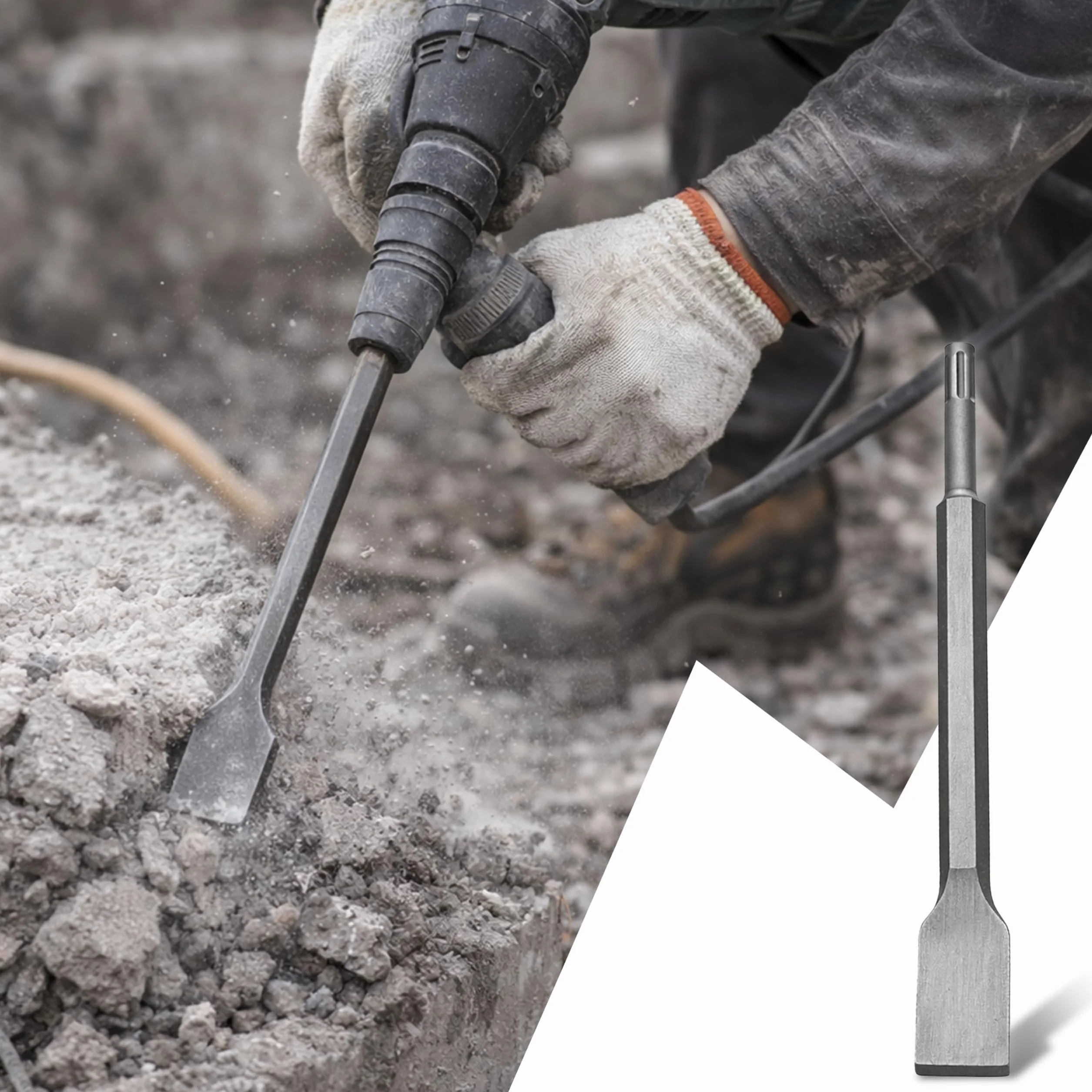 Retoo SDS Plus 4-częściowy zestaw dłut 250 mm do betonu, cegły, asfaltu