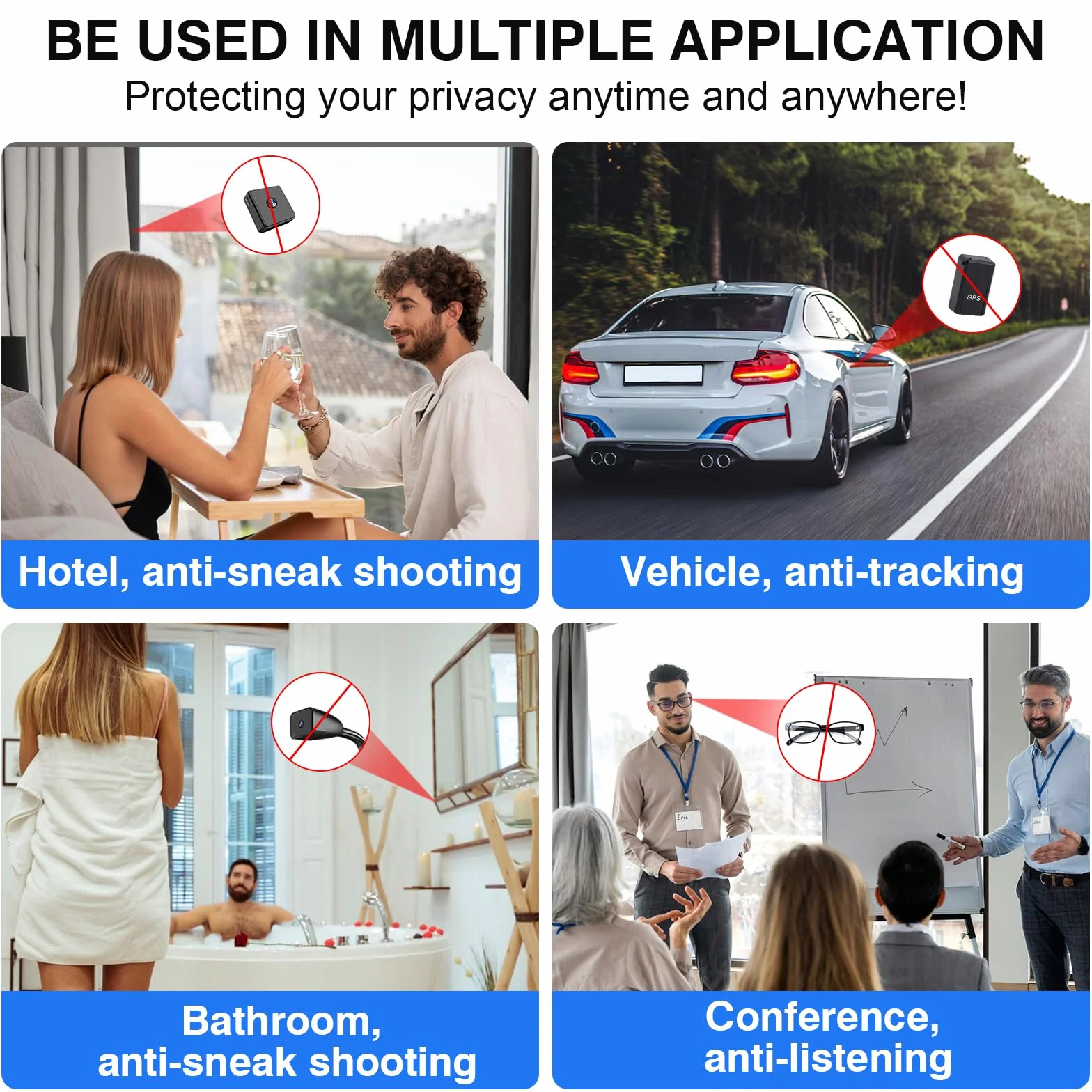 LXMIMI Detektor ukrytej kamery, wykrywacz pluskiew, lokalizator GPS, bezprzewodowy do biura, hotelu