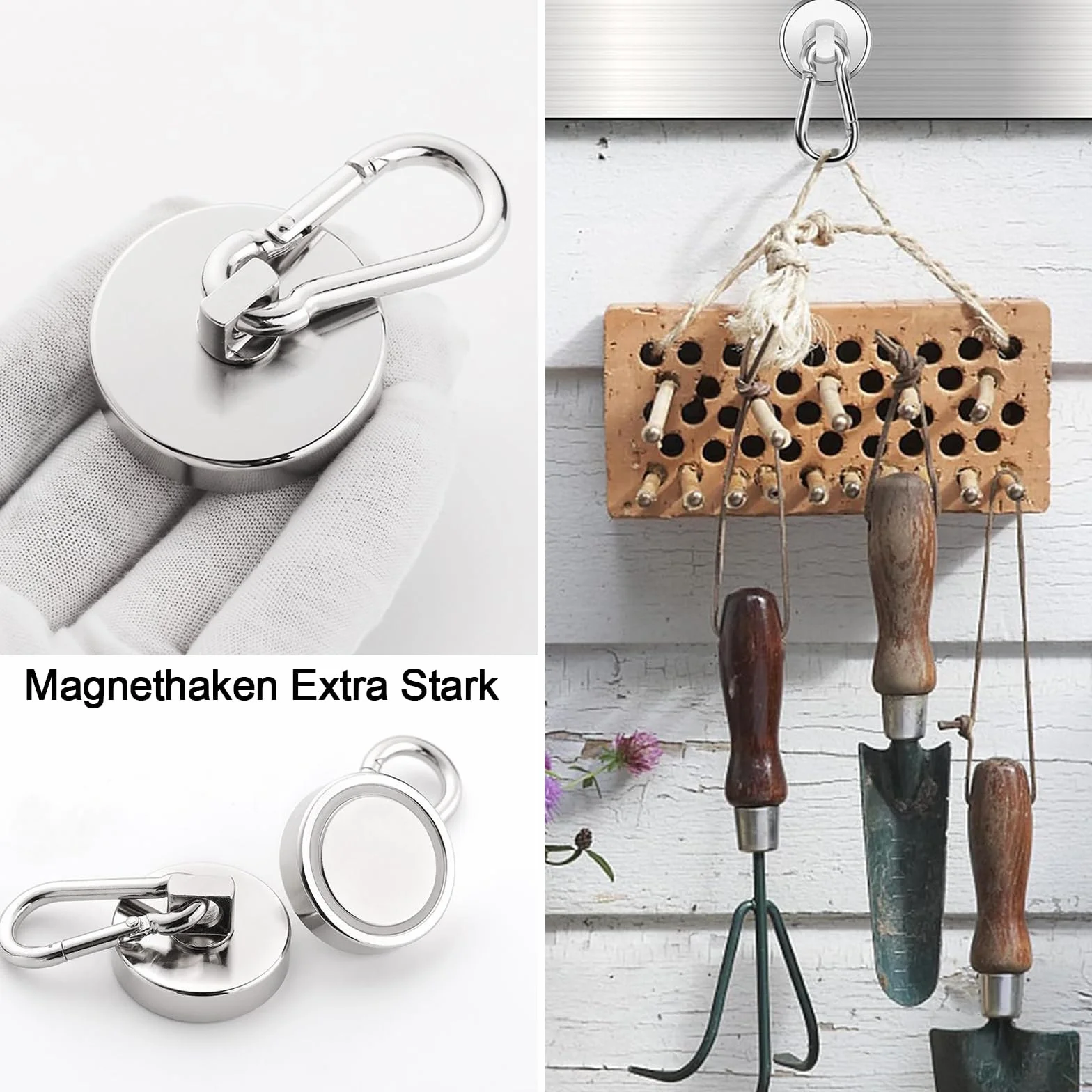 Magnesy neodymowe z haczykami 25 mm 22 kg siły ciągnącej 360°