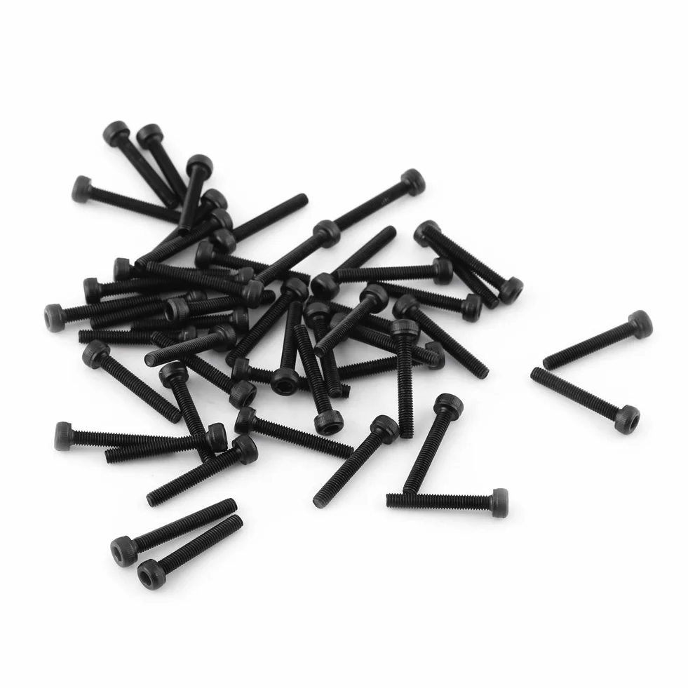 Śruby Visset Hex M3 czarny stal węglowa DIN912 12.9 50 sztuk M3 x 20 mm pełny gwint