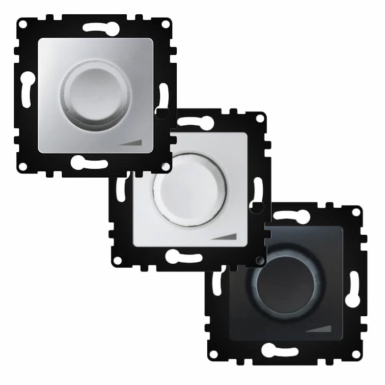 Potencjometr sterowanie oświetleniem 40-600 W 64 x 64 x 50 mm ściemniania czarny biały matowy szary