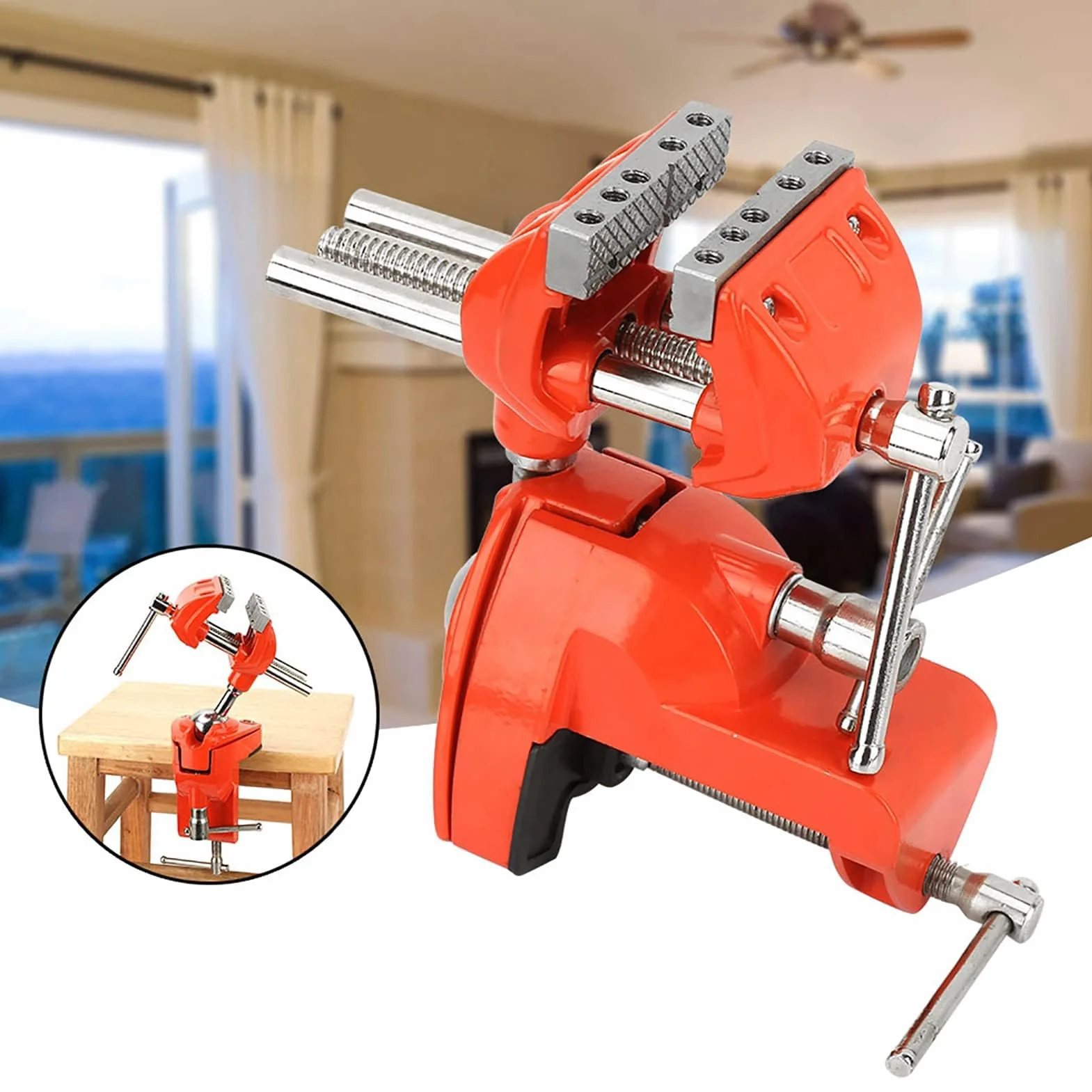 Cocoarm Mini imadło obrotowe 360° regulowane 70 mm imadło zaciskowe z obrotową stopką do prac stolarskich