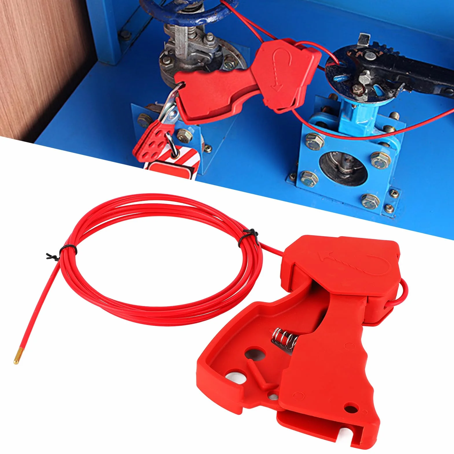 Lockout Tagout Cable Lock, Adjustable Stainless Steel Safety Lock for LOTO