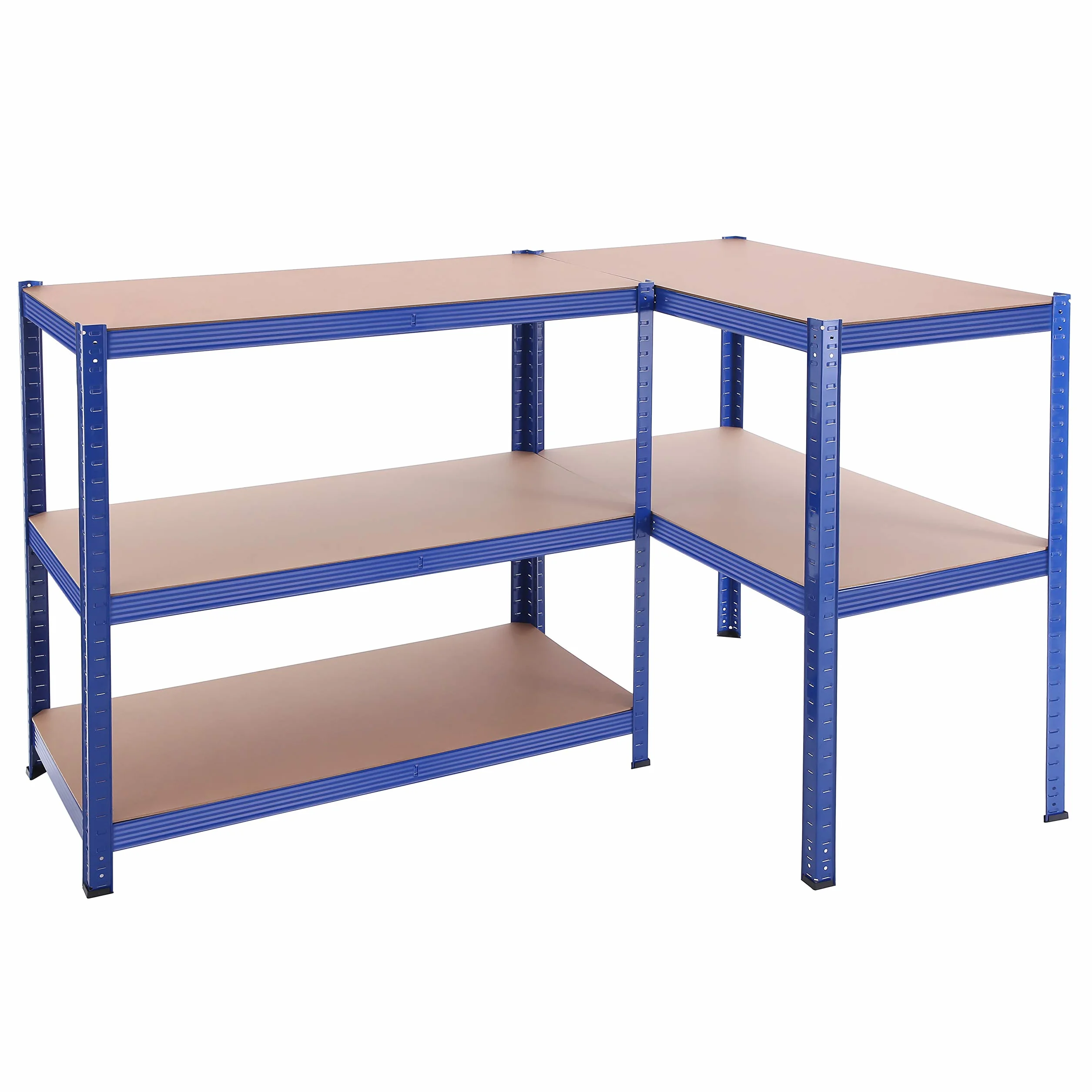 SONGMICS GLR050Q02 zestaw 2 regałów o dużej wytrzymałości, regał stalowy, 5 półek, bezśrubowy, do garażu, magazynu, pomieszczenia gospodarczego, nośność 600 kg, 50 x 100 x 200 cm, niebieski