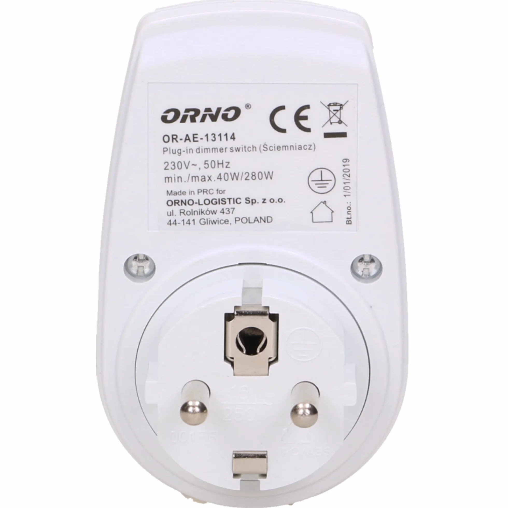 ORNO AE-13114 ściemniacz światła z dodatkowym gniazdem zasilania 2P+T Max.280W wersja francuska Szary