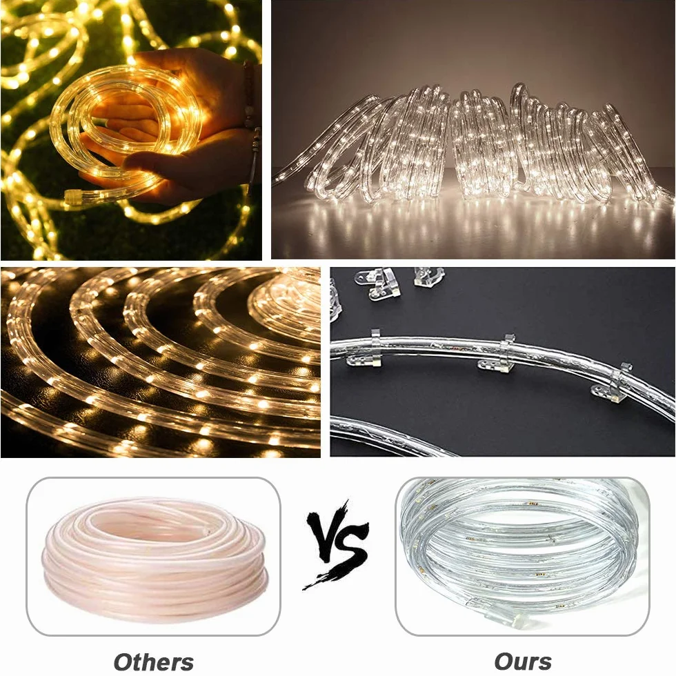 Wąż świetlny LED, 10 m, 240 diod LED, wodoszczelność IP65, łańcuch świetlny zasilany prądem z wtyczką EU, do użytku wewnątrz i na zewnątrz, na imprezę, wesele, dekoracja (ciepła biel)