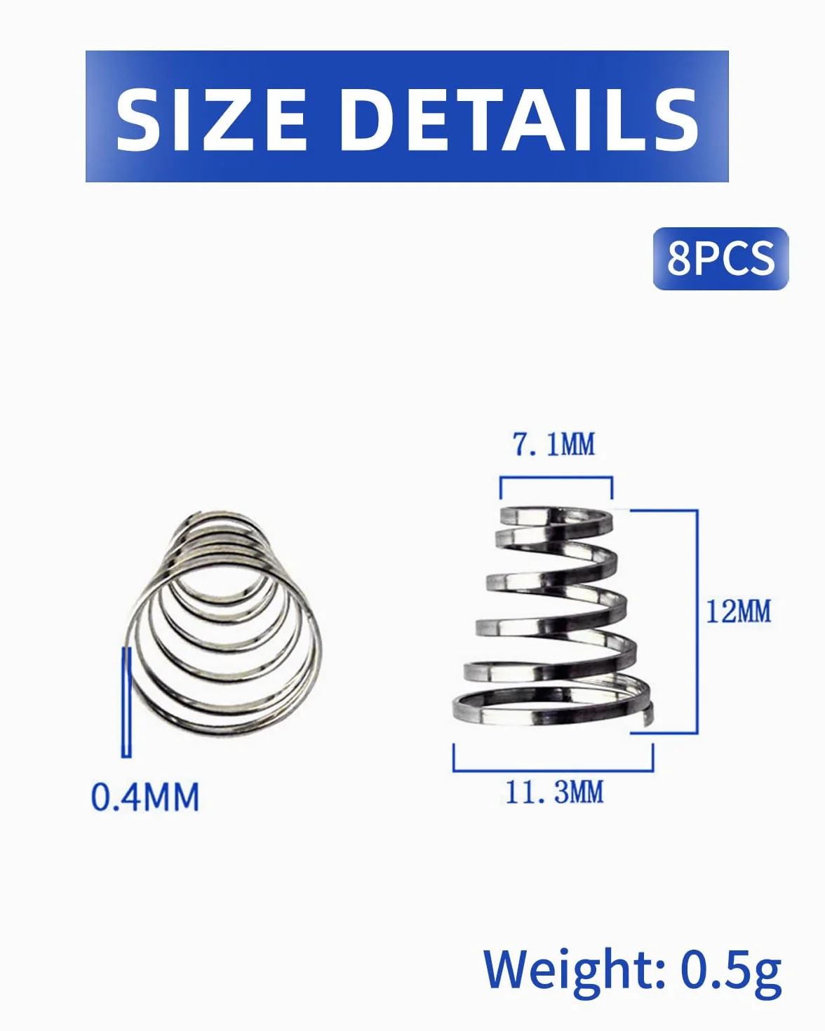 Sprężyna rowerowa Quick Release 8 sztuk Wymienne akcesoria do sprężyn rowerowych, uniwersalna sprężyna rowerowa ze stali nierdzewnej do szpilek do piasty koła (srebrny)