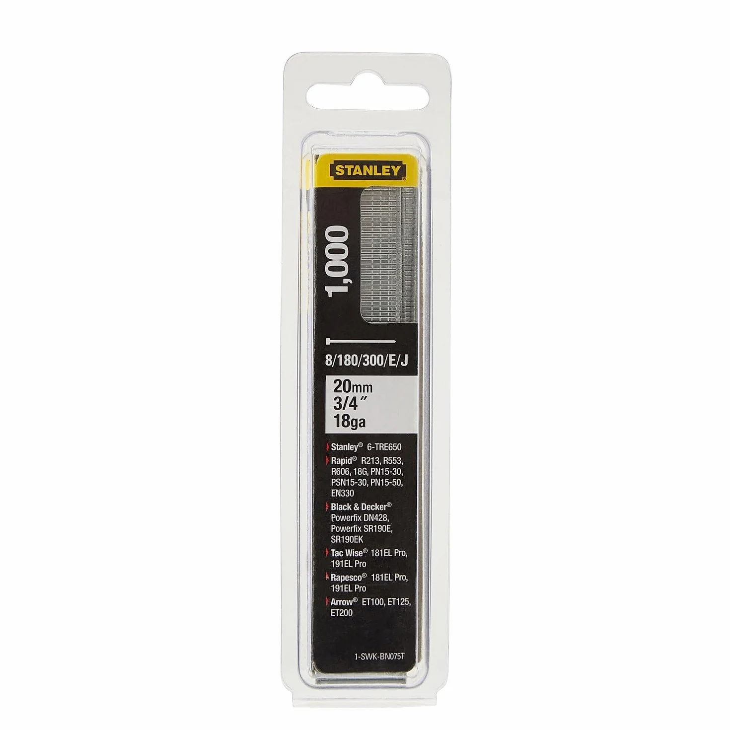 Stanley 1-SWKBN075T Clavo/Brad 8/300 E/tipo J-20mm-1000 u, 20 mm