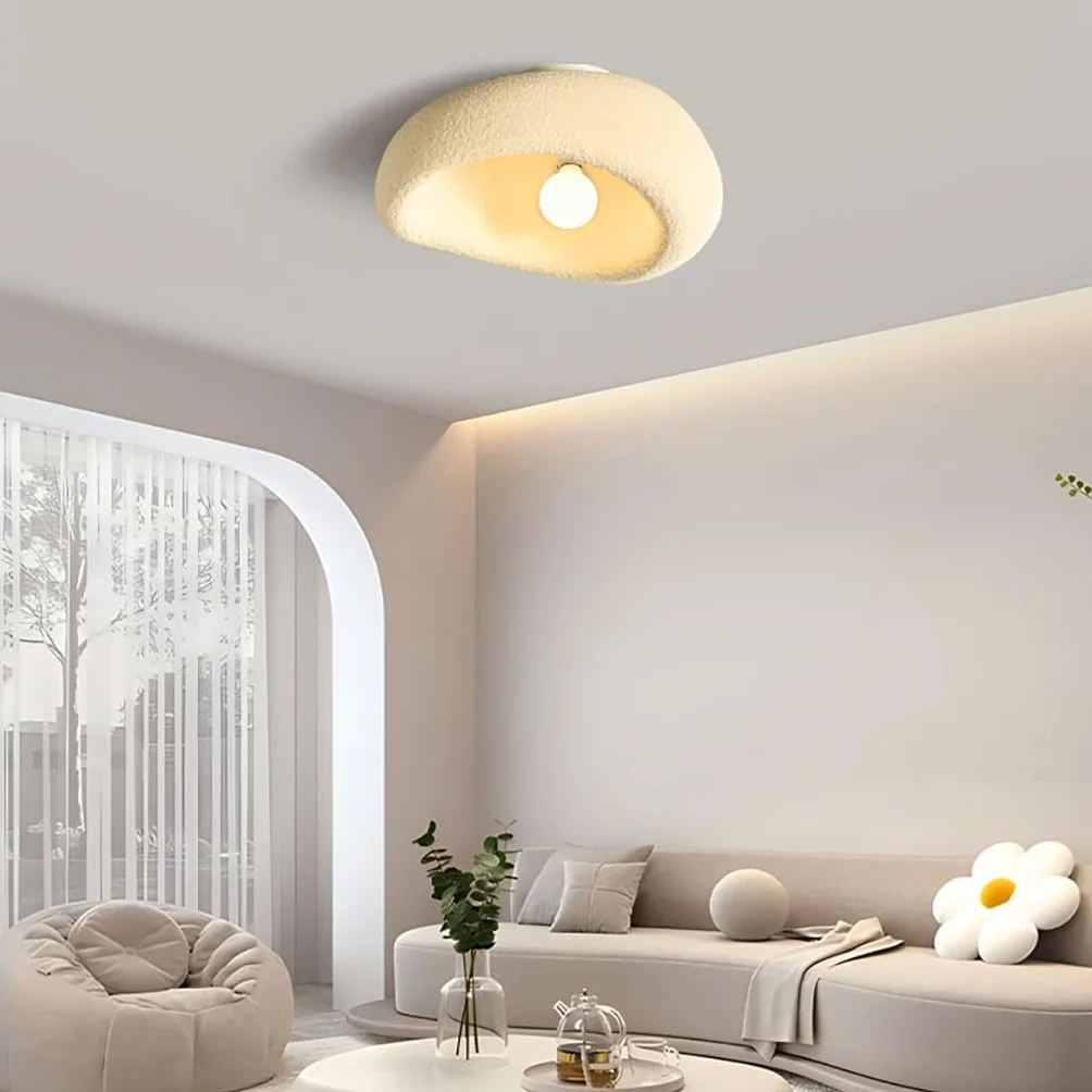 Lampa Sufitowa Wabi Sabi Beżowy Żyrandol E27 Regulowana Wysokość 40CM