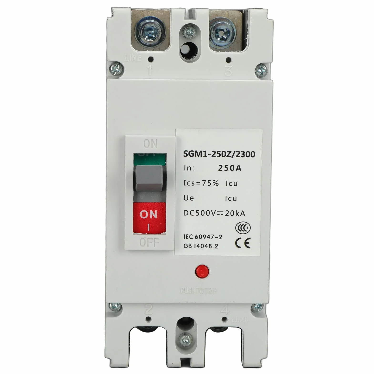 MCCB Przerywacz DC 500V 250A 2P Izolator do Systemu Fotowoltaicznego