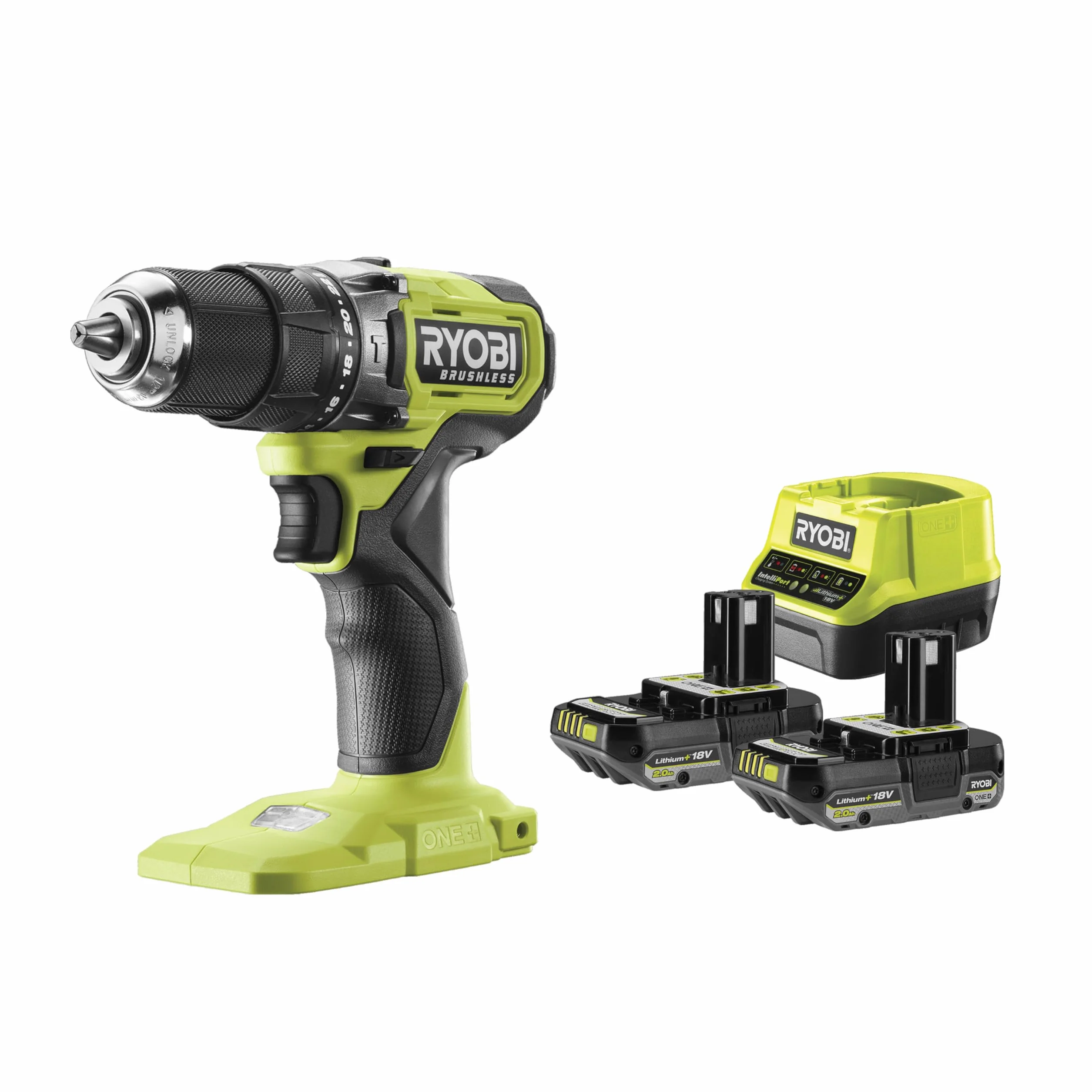 Ryobi Wiertarka udarowa bezszczotkowa 18V ONE+ Kompaktowa RPD18BL-2C20S