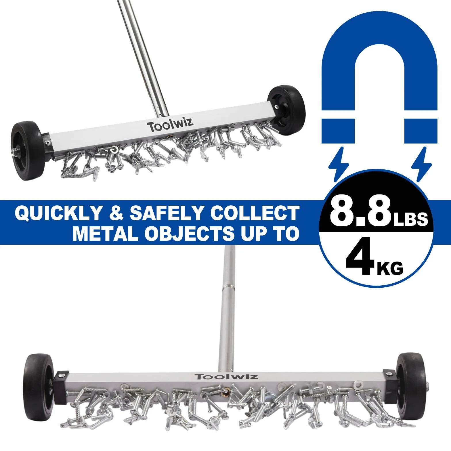Toolwiz Zamiatarka magnetyczna 43,2 cm 4 kg z teleskopowym uchwytem