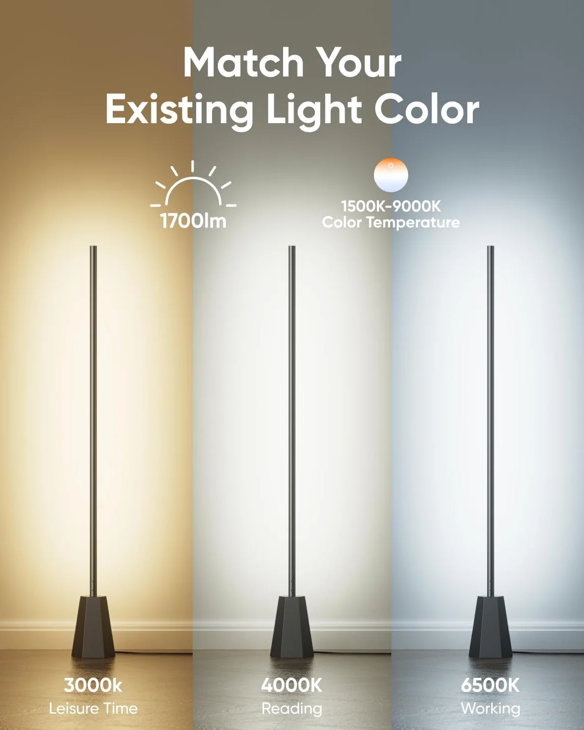 Lampa podłogowa eufy E10 LED RGBWW 1700 lumenów inteligentna kompatybilna Google