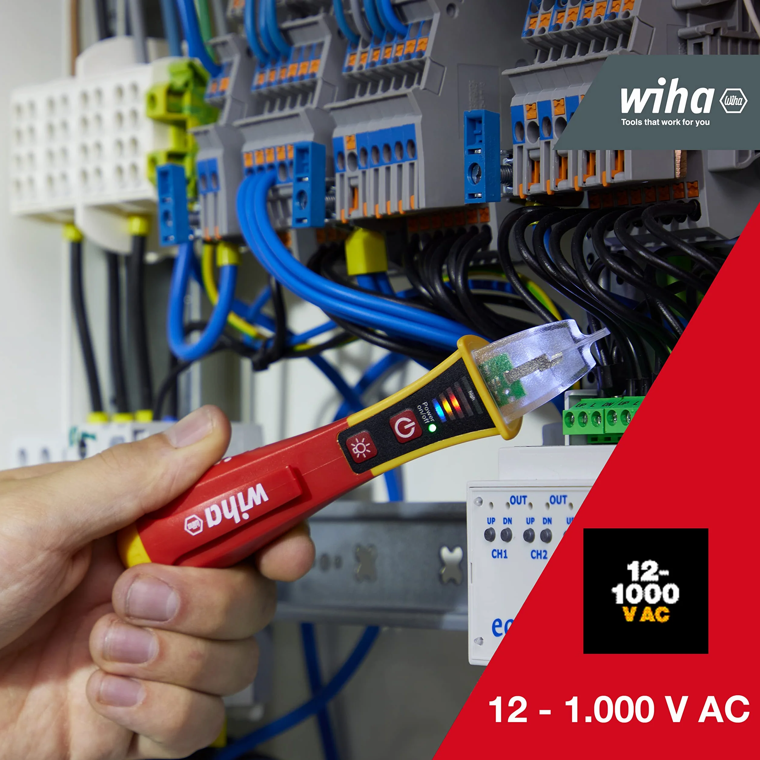 WIHA jednorakowy niekontaktowy detektor woltów 12-1000 VAC/VDC