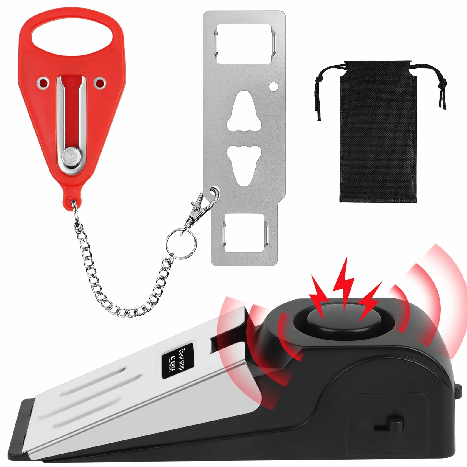Flintronic Alarm zatrzymania drzwi, przenośny alarm ogranicznika drzwi i zamek do drzwi, regulowane urządzenie zabezpieczające Wdge z alarmem 120 dB, kliny do drzwi w pomieszczeniach do domu, hotelu