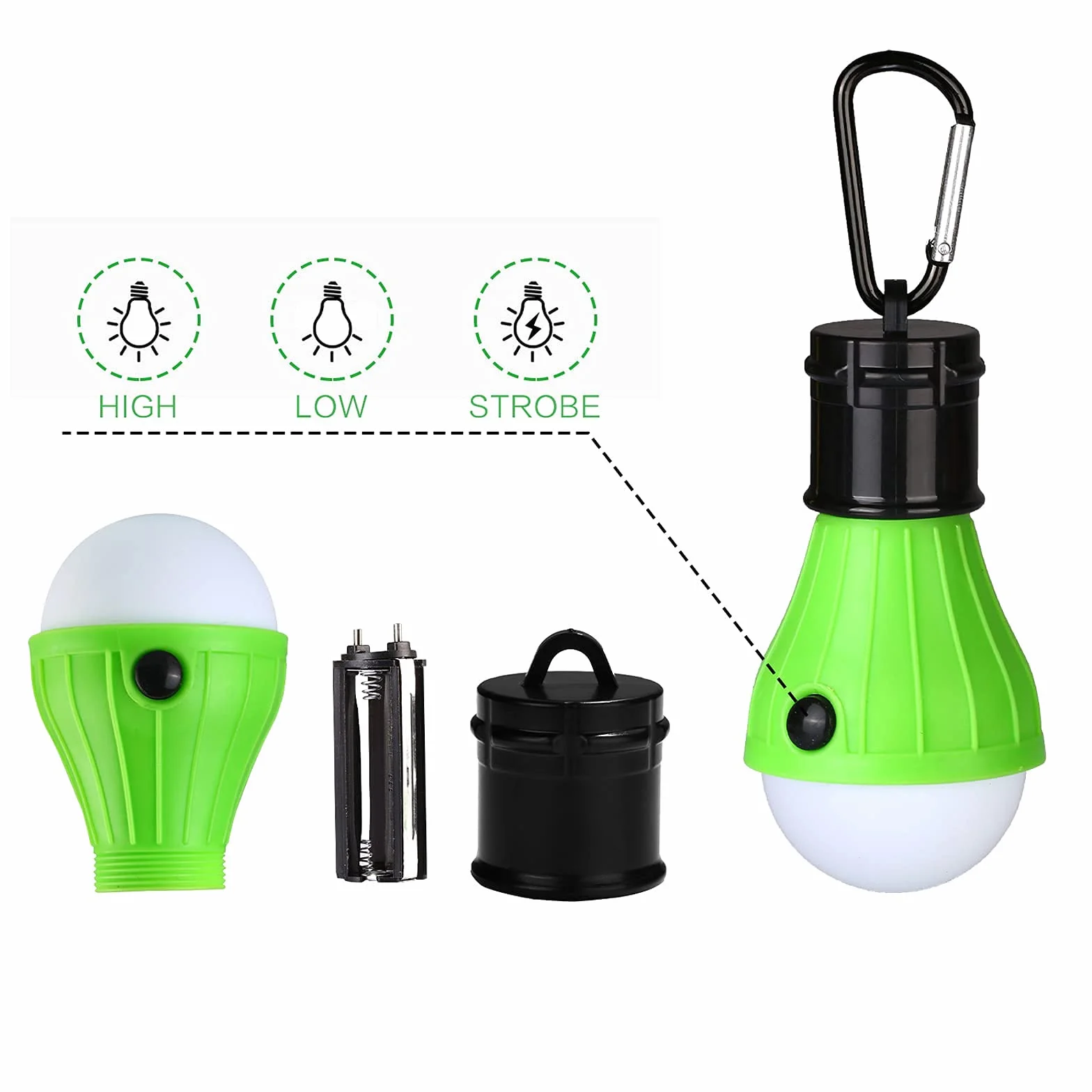 Yizhet Lampa kempingowa, 4 x lampa kempingowa Led, latarnia zestaw żarówek, światło awaryjne z karabińczykiem, wodoszczelna, przenośna na kemping, przygody